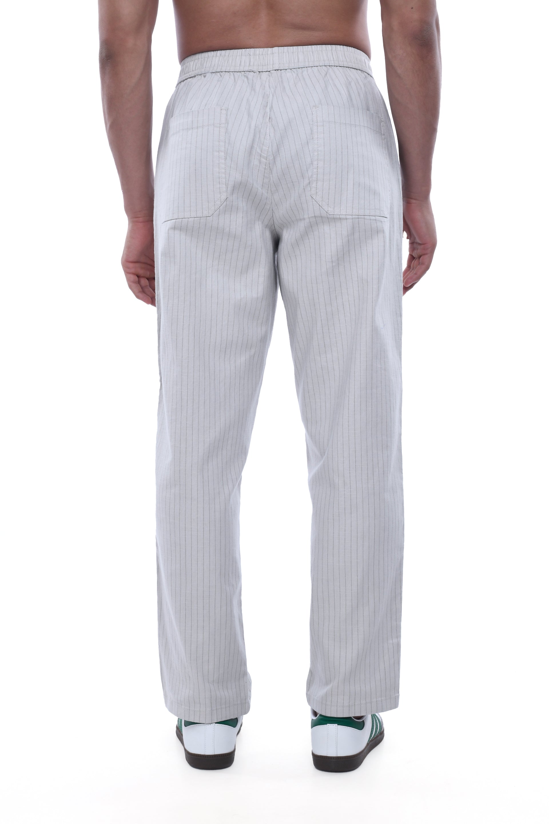 Relaxed Striped Cotton Pant In Grey