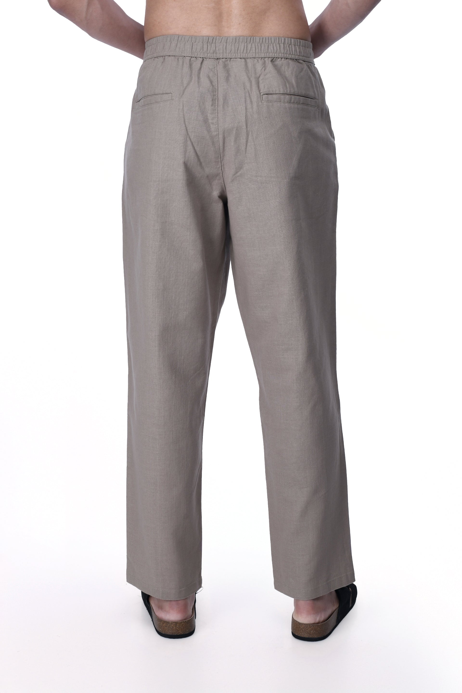 RAW SLUB RELAXED FLEXIWAIST PANTS IN BEIGE