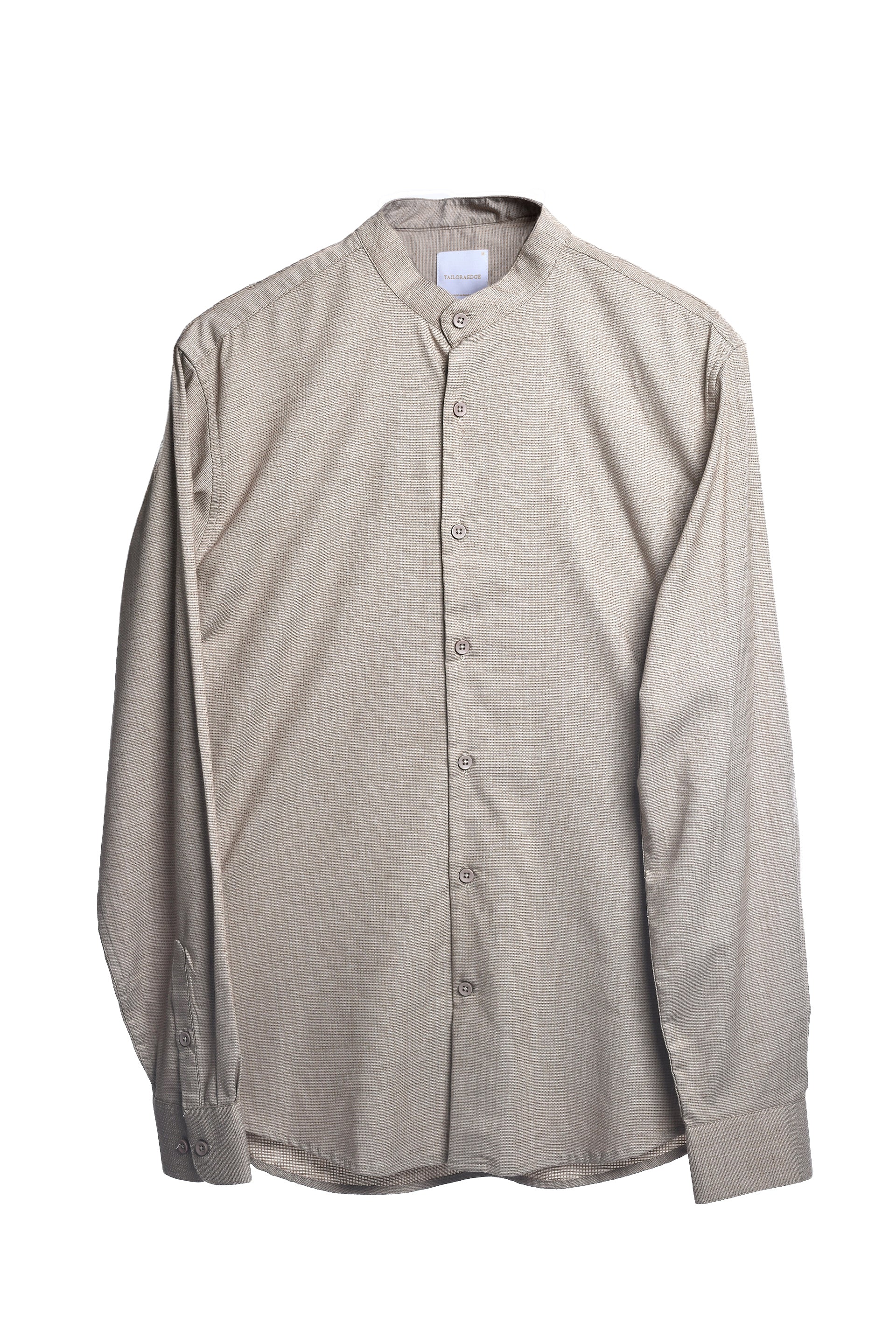 STRUCTURED MODAL MANDARIN SHIRT IN BEIGE