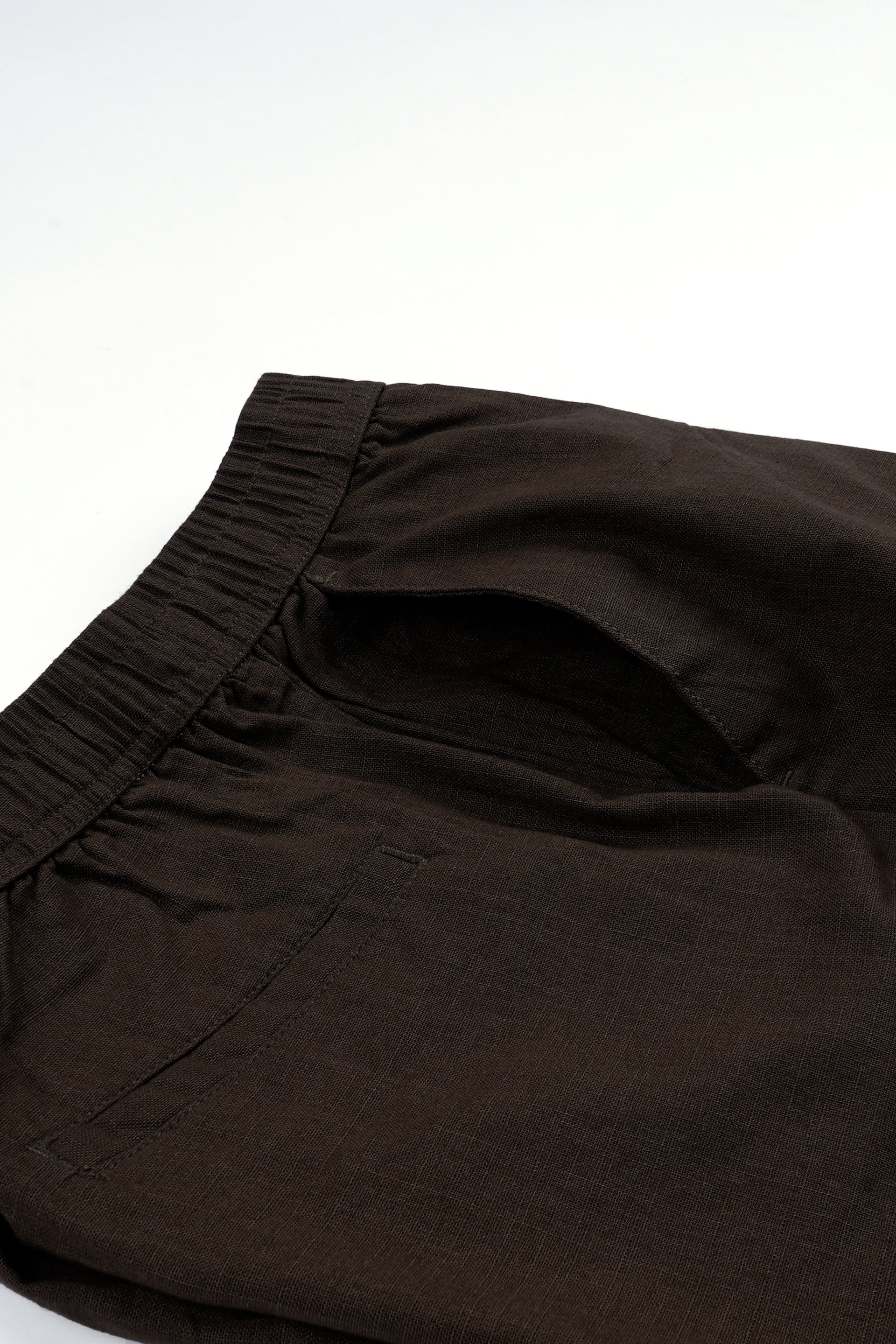 RAW SLUB RELAXED FLEXIWAIST PANTS IN BROWN