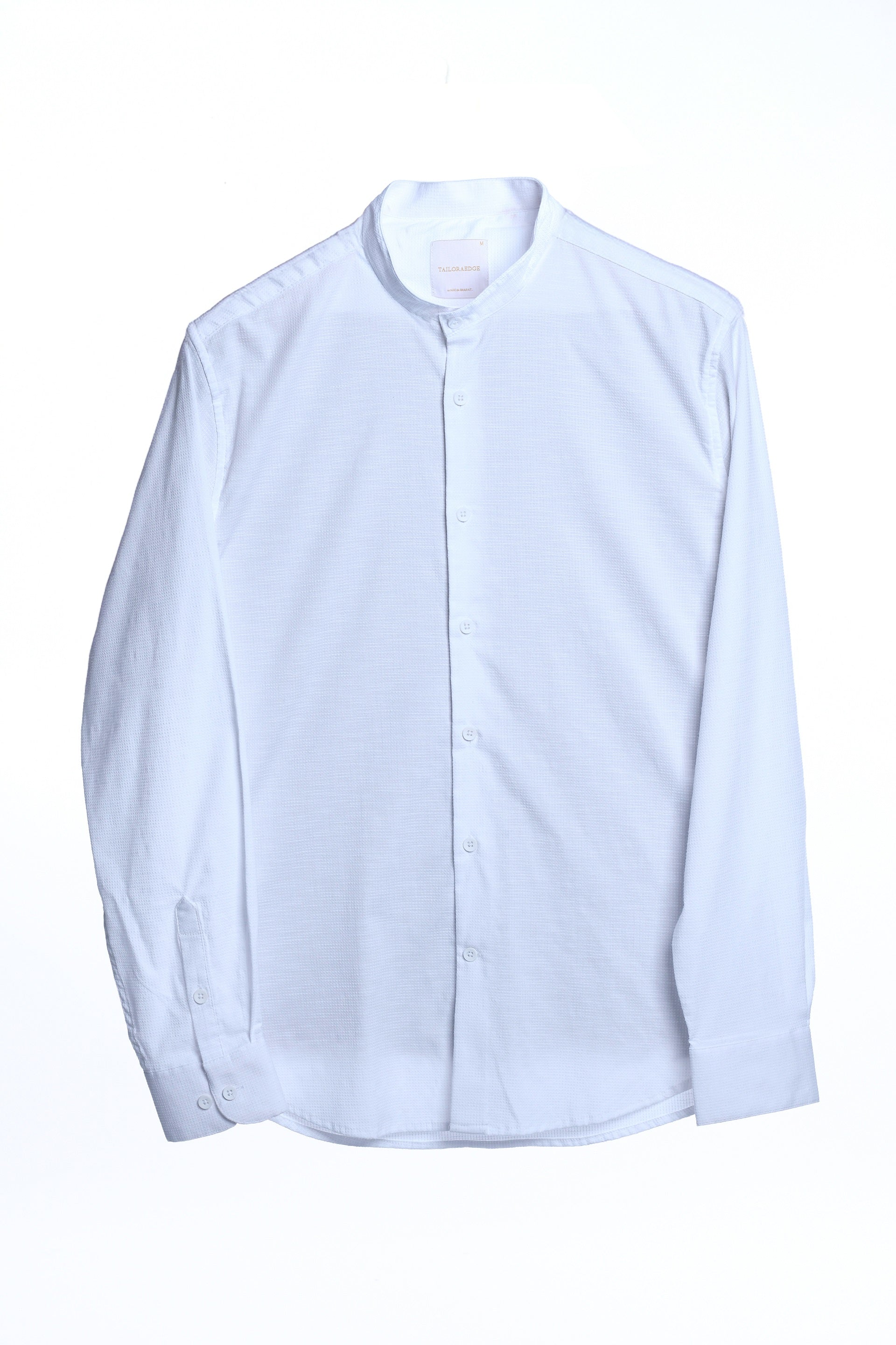 STRUCTURED MODAL MANDARIN SHIRT IN WHITE