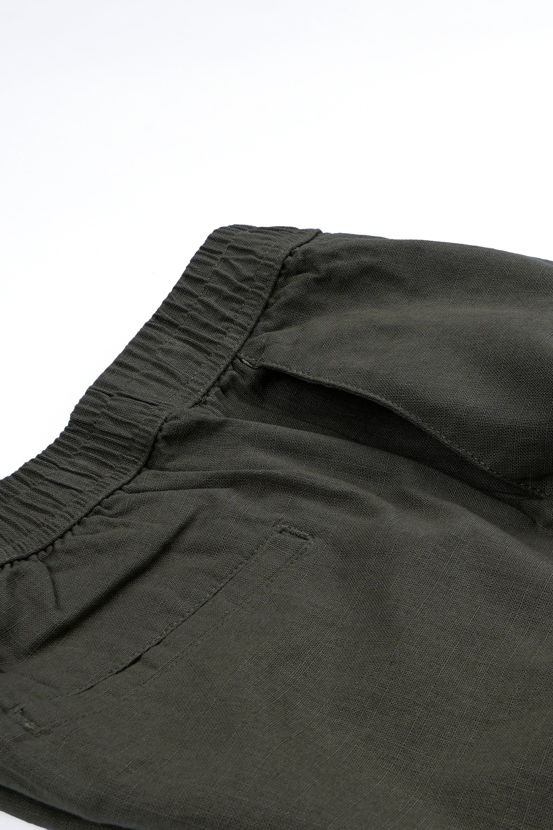 RAW SLUB RELAXED FLEXIWAIST PANTS IN GREEN