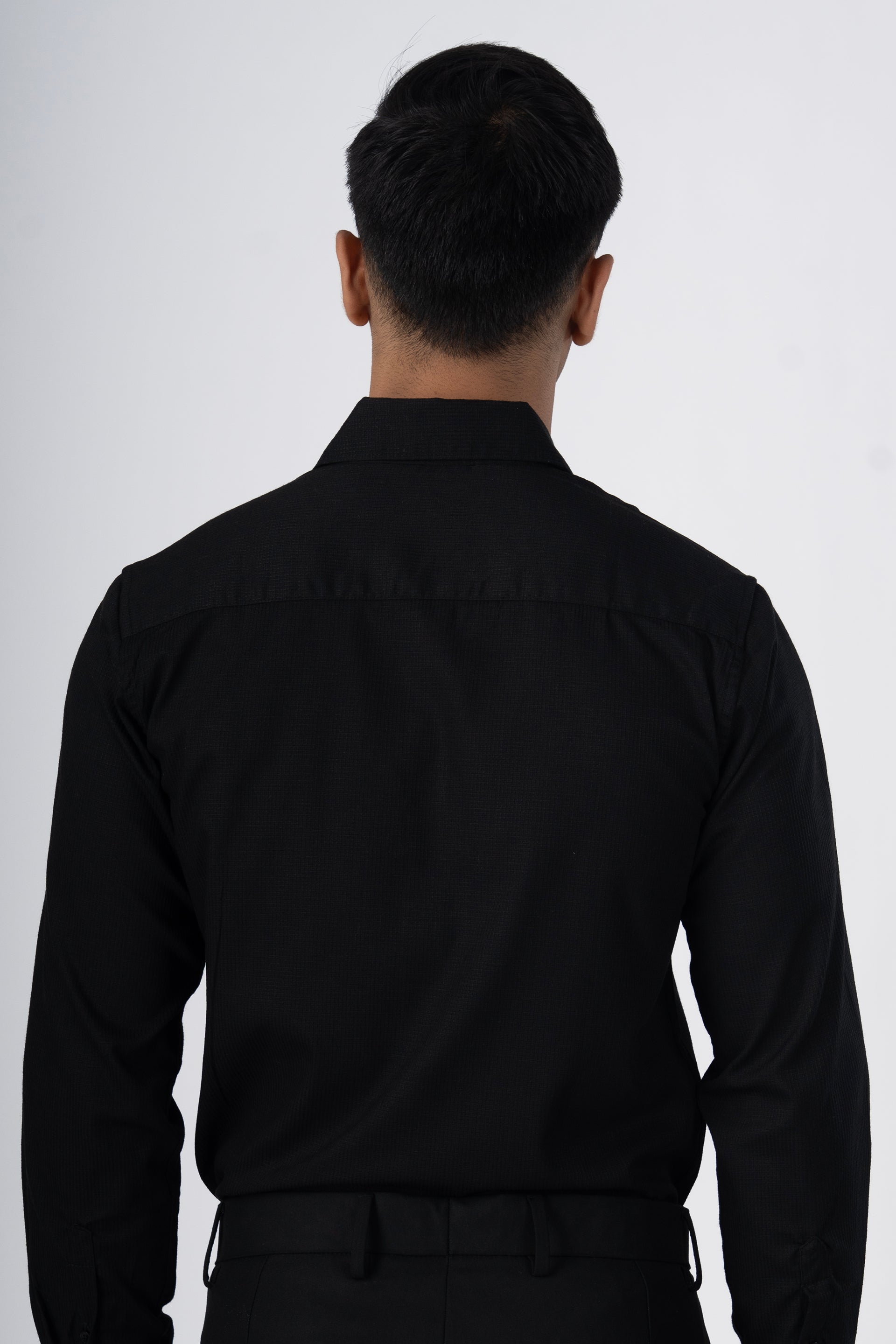 Easy Iron Textured Shirt In Black