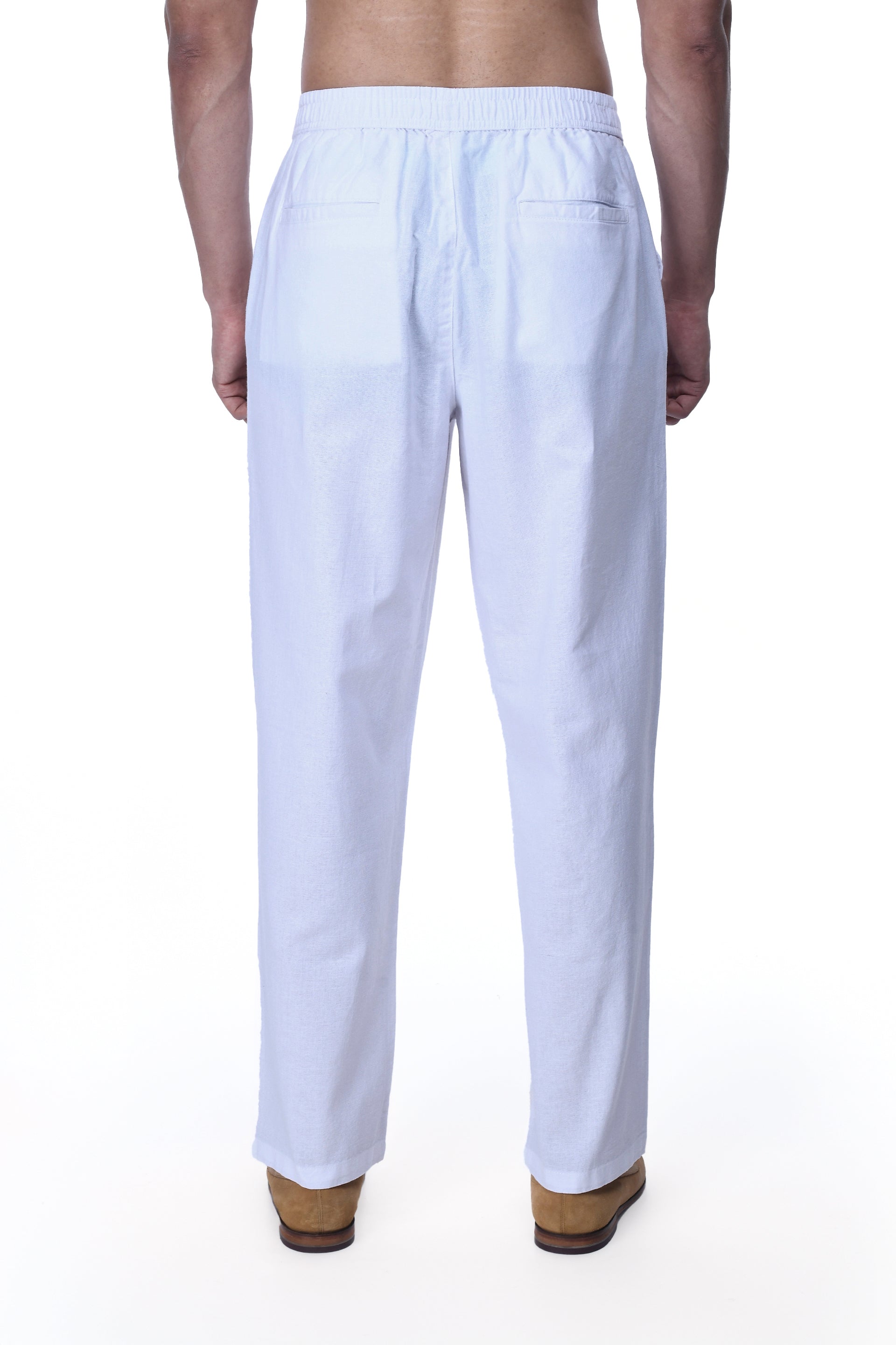 RAW SLUB RELAXED FLEXIWAIST PANTS IN WHITE