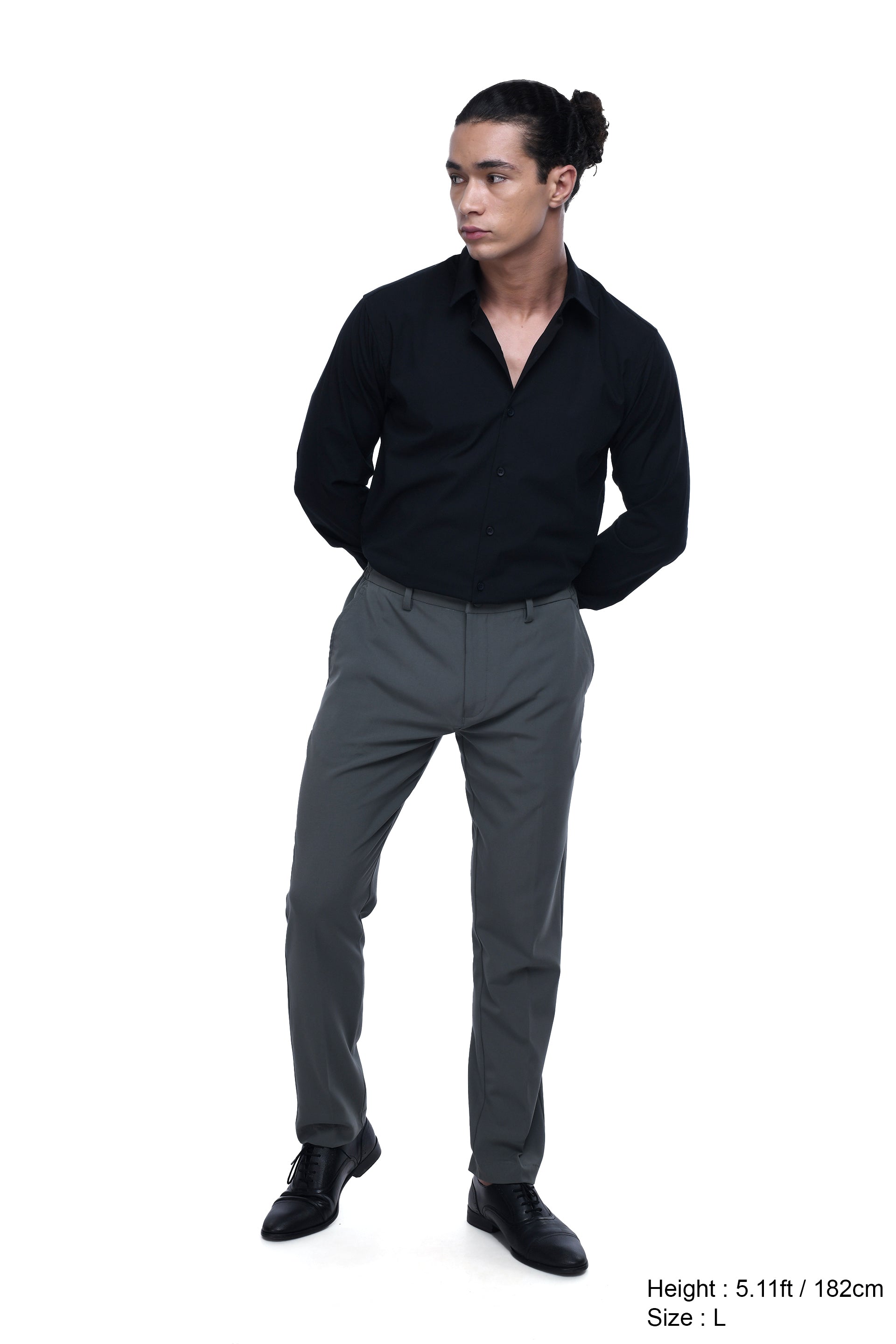 Easy Iron Office Stretch Shirt In Black