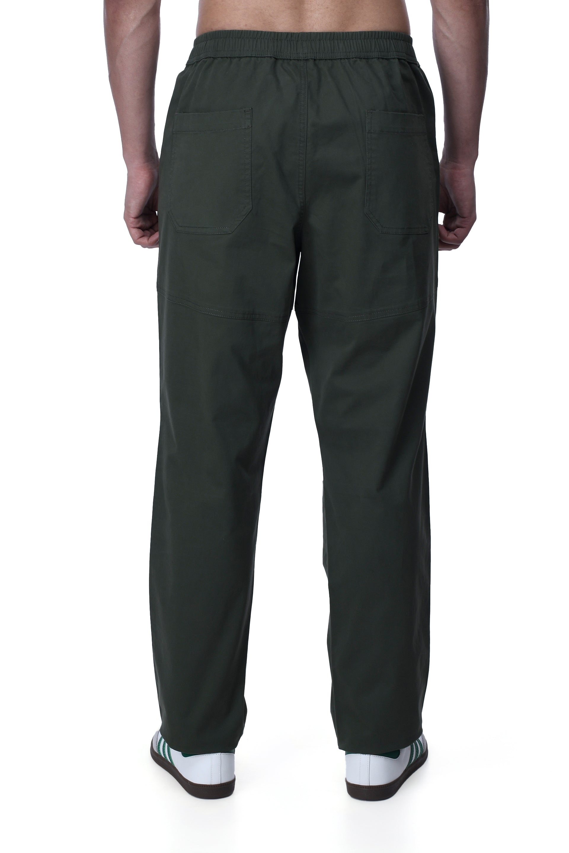 SOFT COTTON RELAXED FLEXIWAIST PANTS IN GREEN