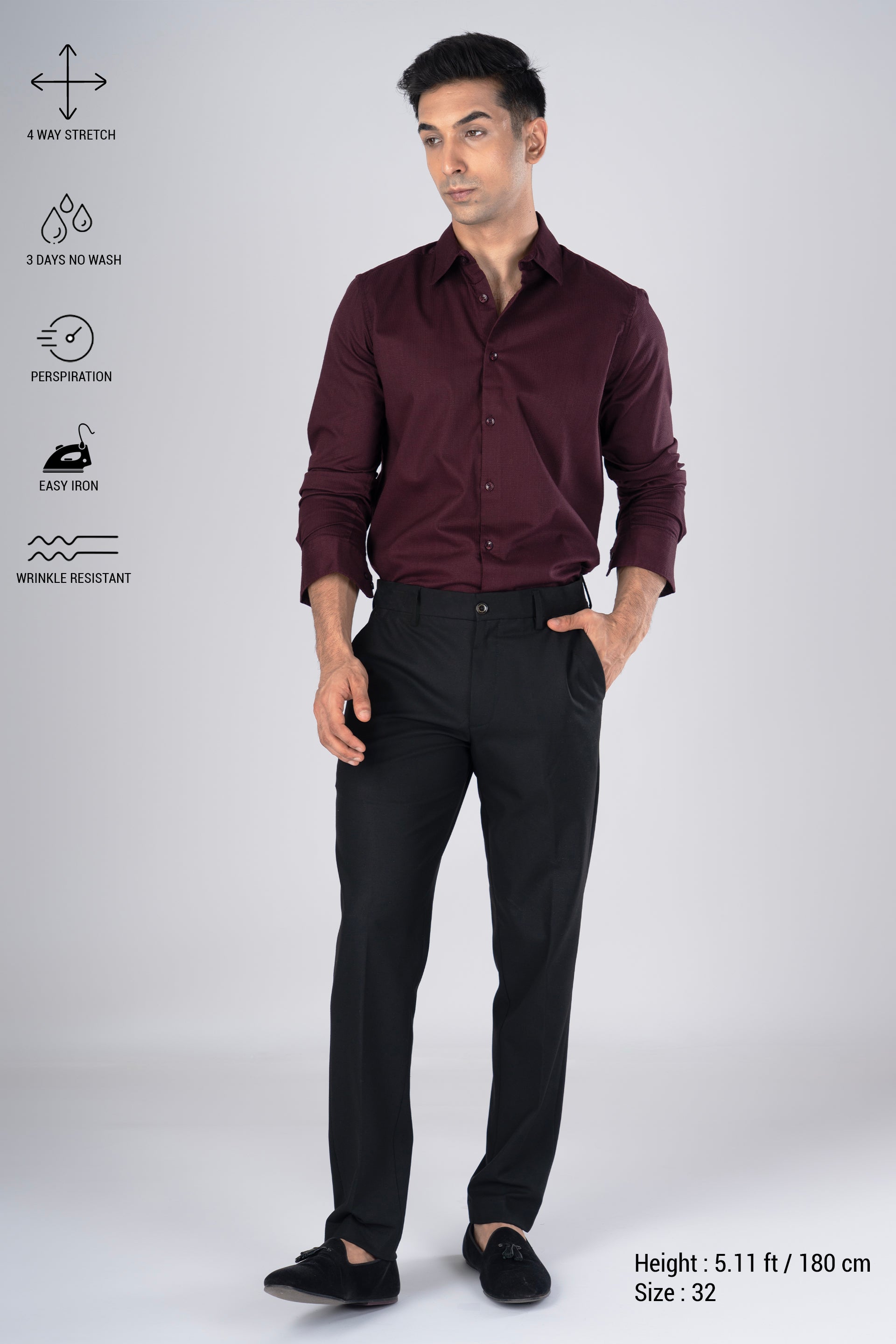 Easy Iron Tailored Office Trousers In Black