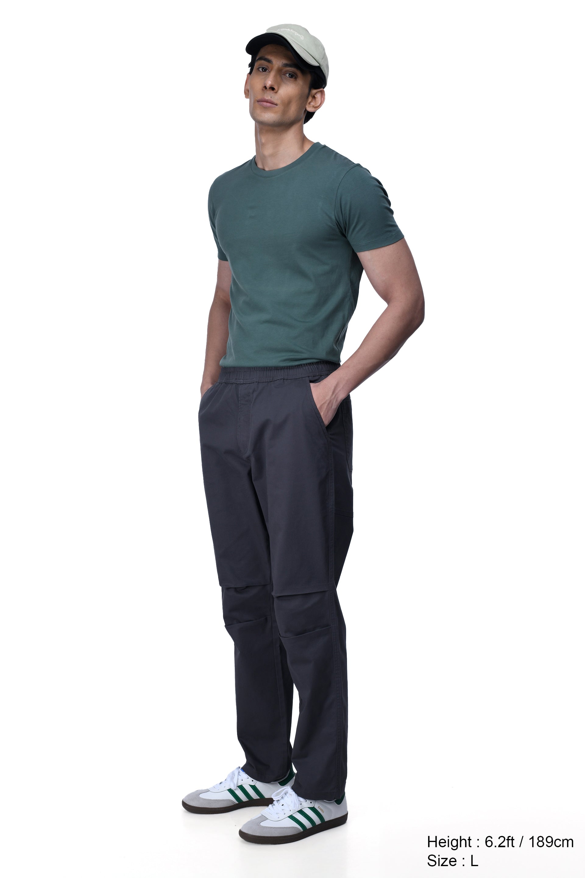 SOFT COTTON RELAXED FLEXIWAIST PANTS IN GREY
