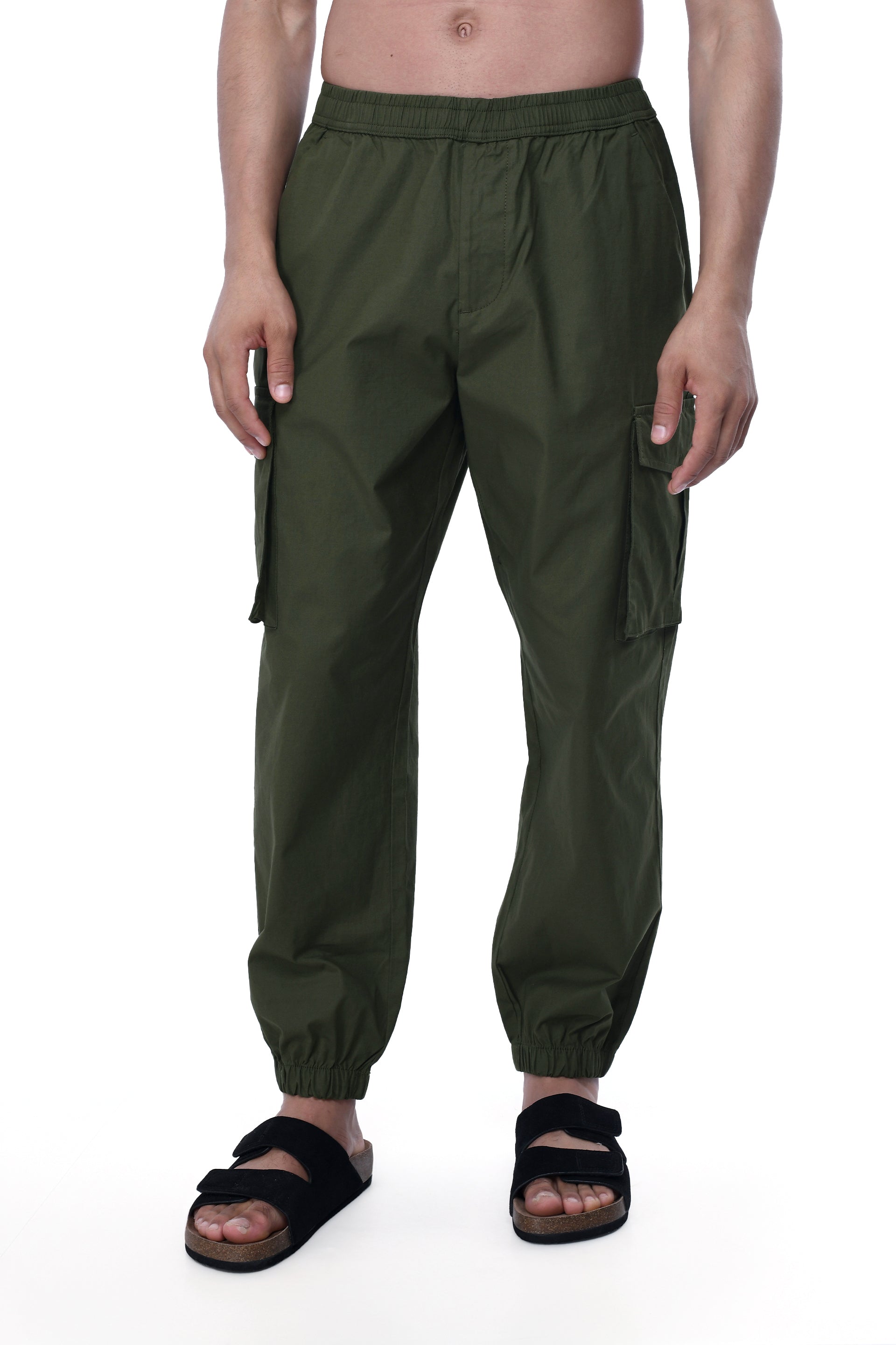 RELAXED LIGHT COTTON JOGGERS IN GREEN