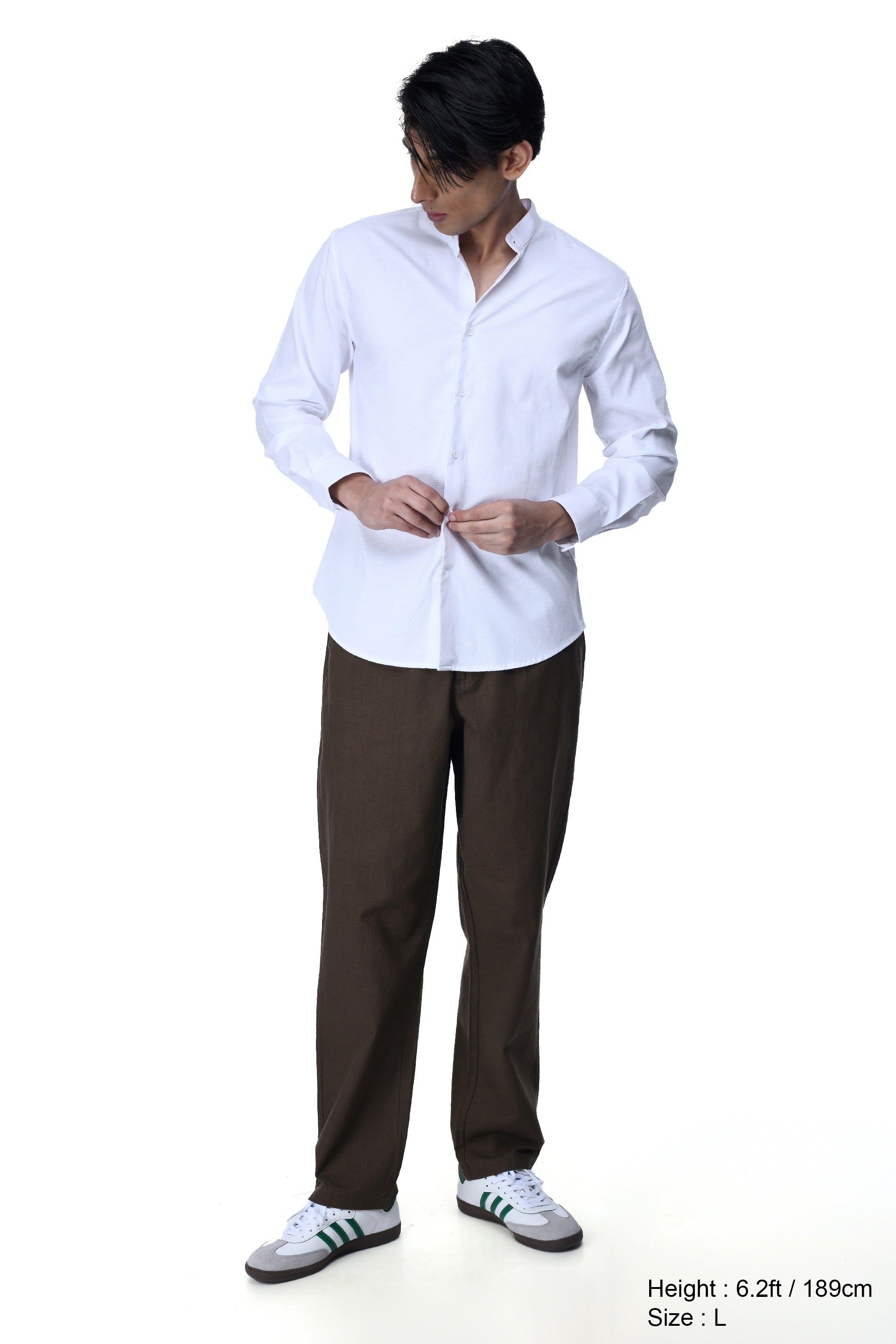 STRUCTURED MODAL MANDARIN SHIRT IN WHITE