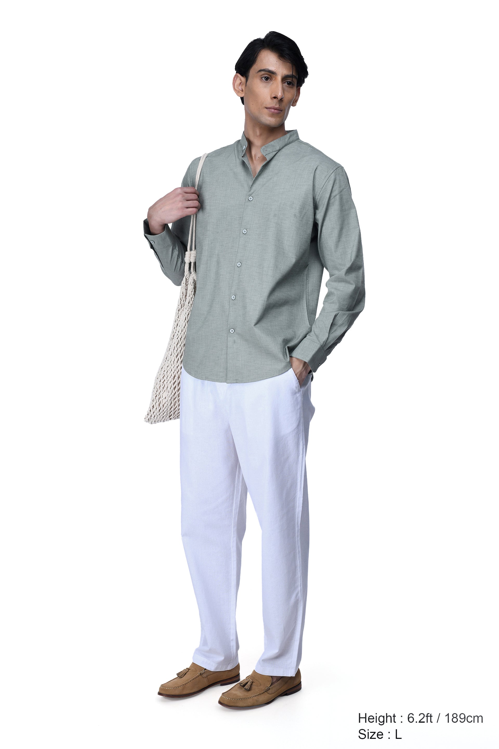 RAW SLUB RELAXED FLEXIWAIST PANTS IN WHITE