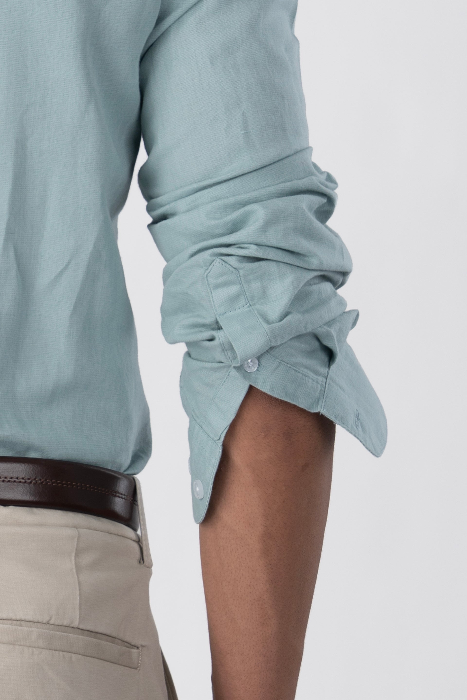 Classic Fused Linen Shirt In Green