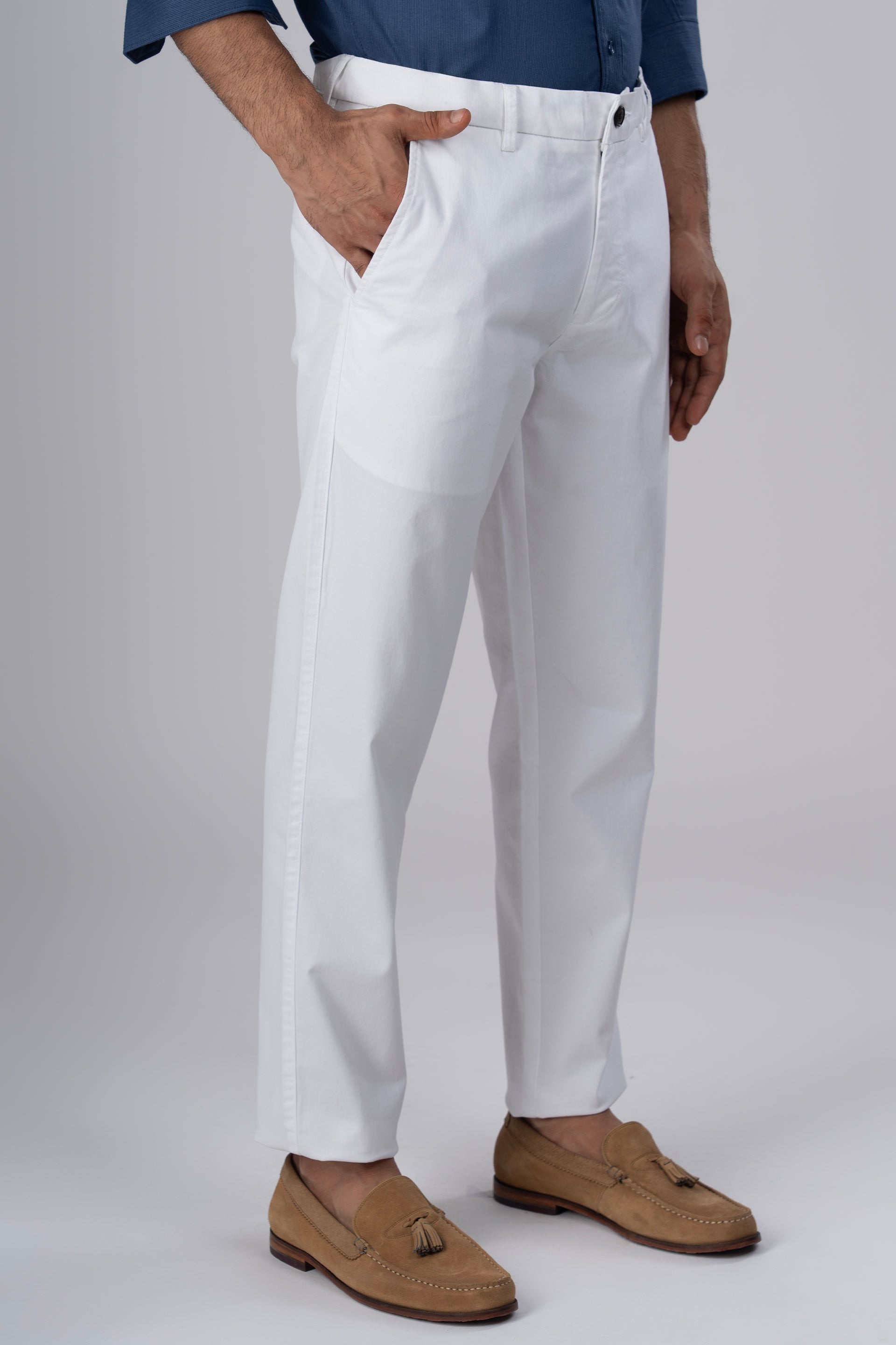 Premium Signature Tailored Chinos In White