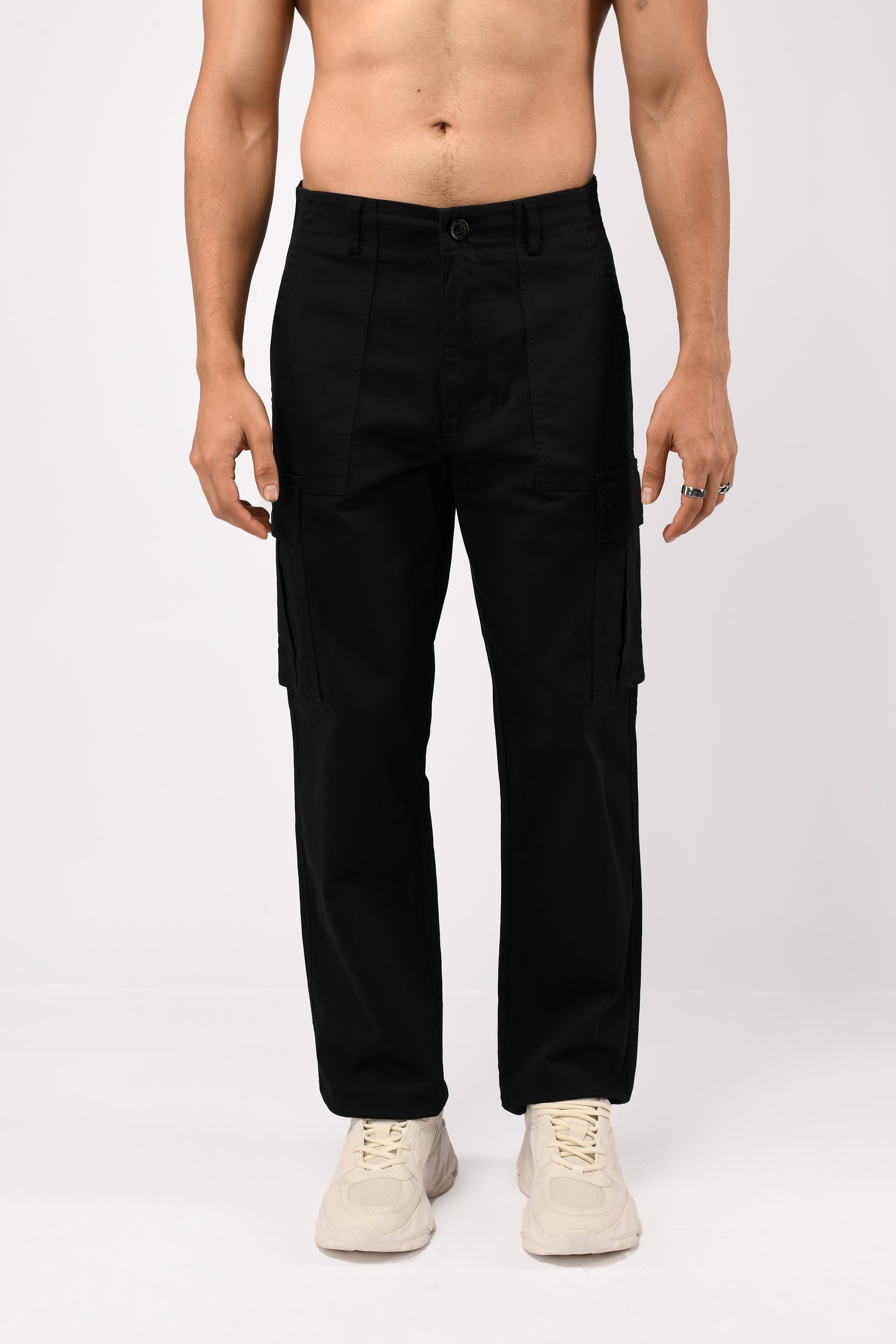 Men’s Carpenter Relaxed Cargo Pants in Black – durable fabric, multiple utility pockets, relaxed comfort fit, everyday essential | Tailoraedge