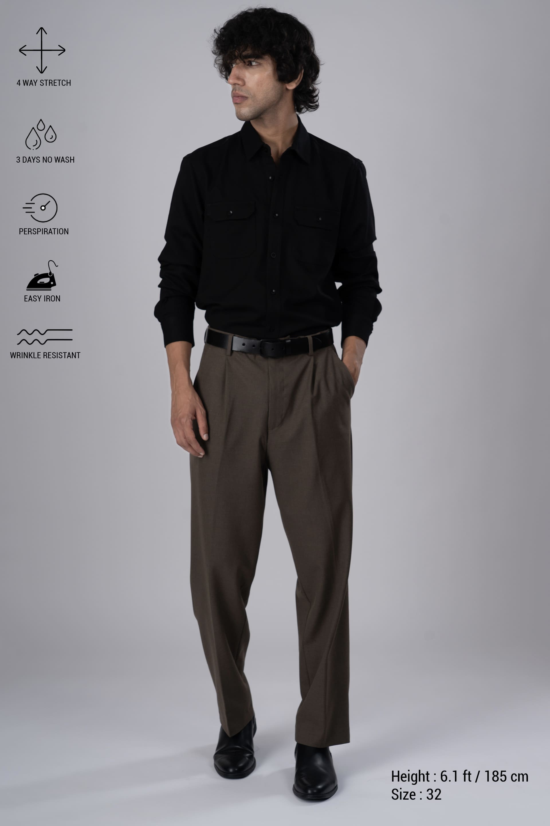 Classic Easy Iron Relaxed Trousers In Fur Brown