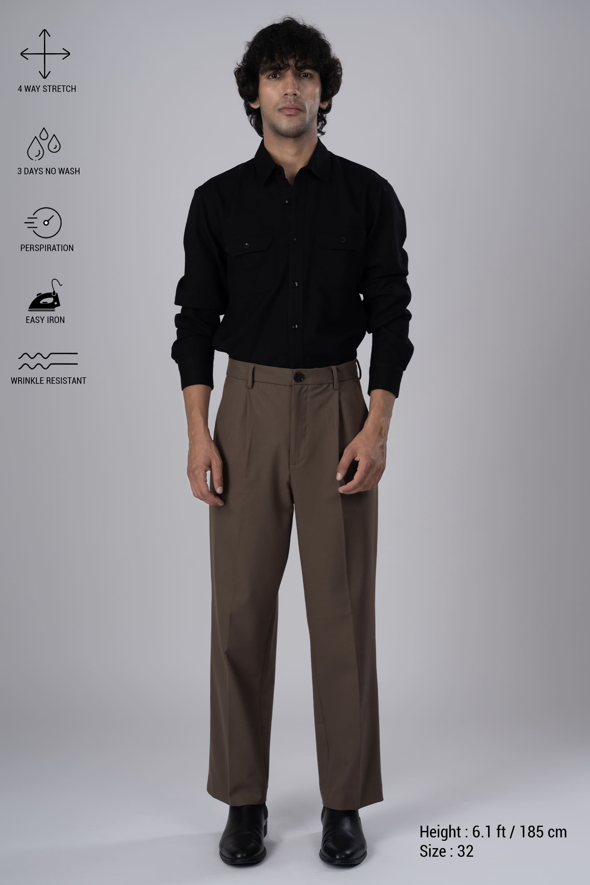 Classic Easy Iron Relaxed Trousers In Cocoa