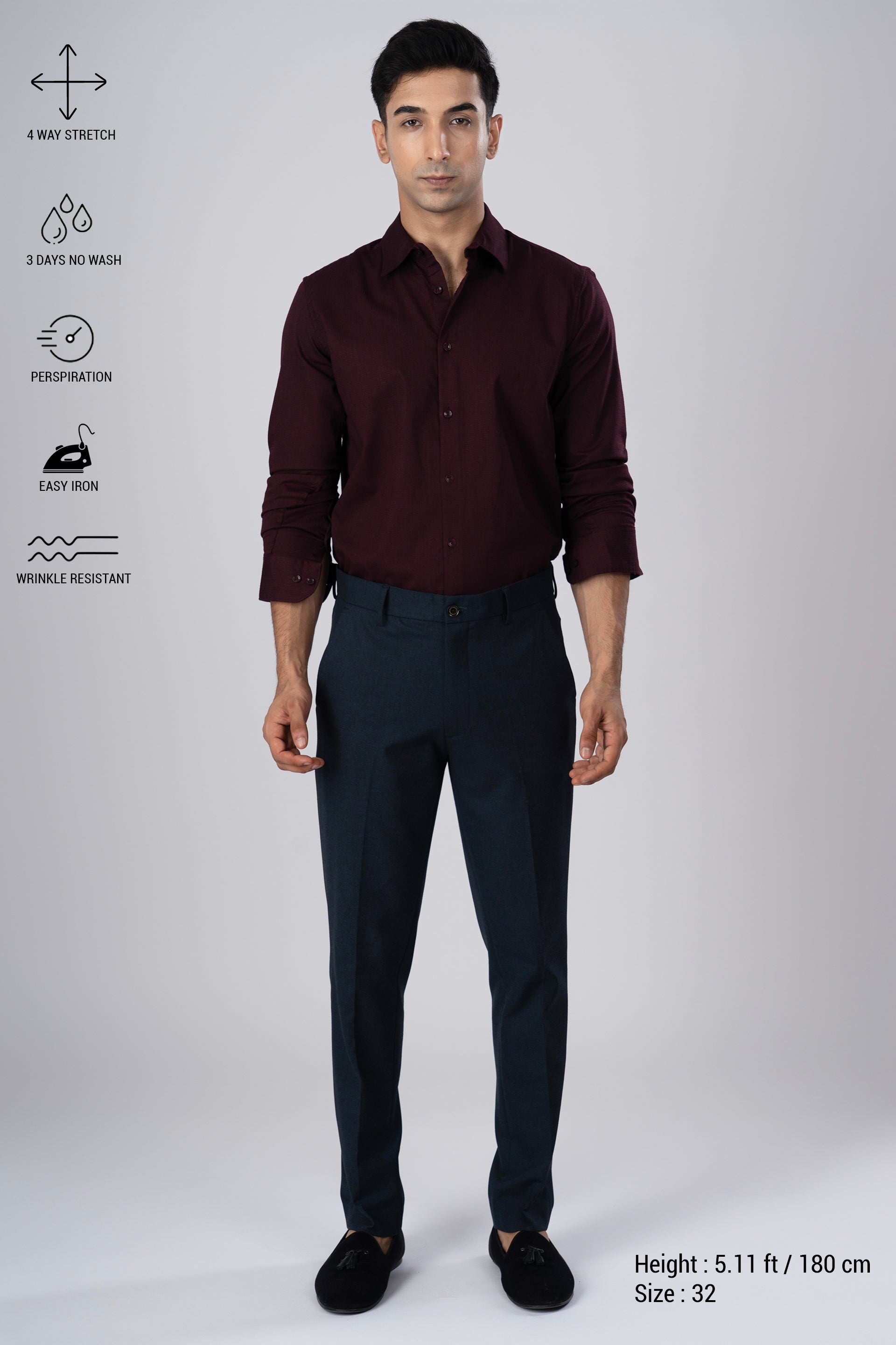 Easy Iron Tailored Office Trousers In Navy