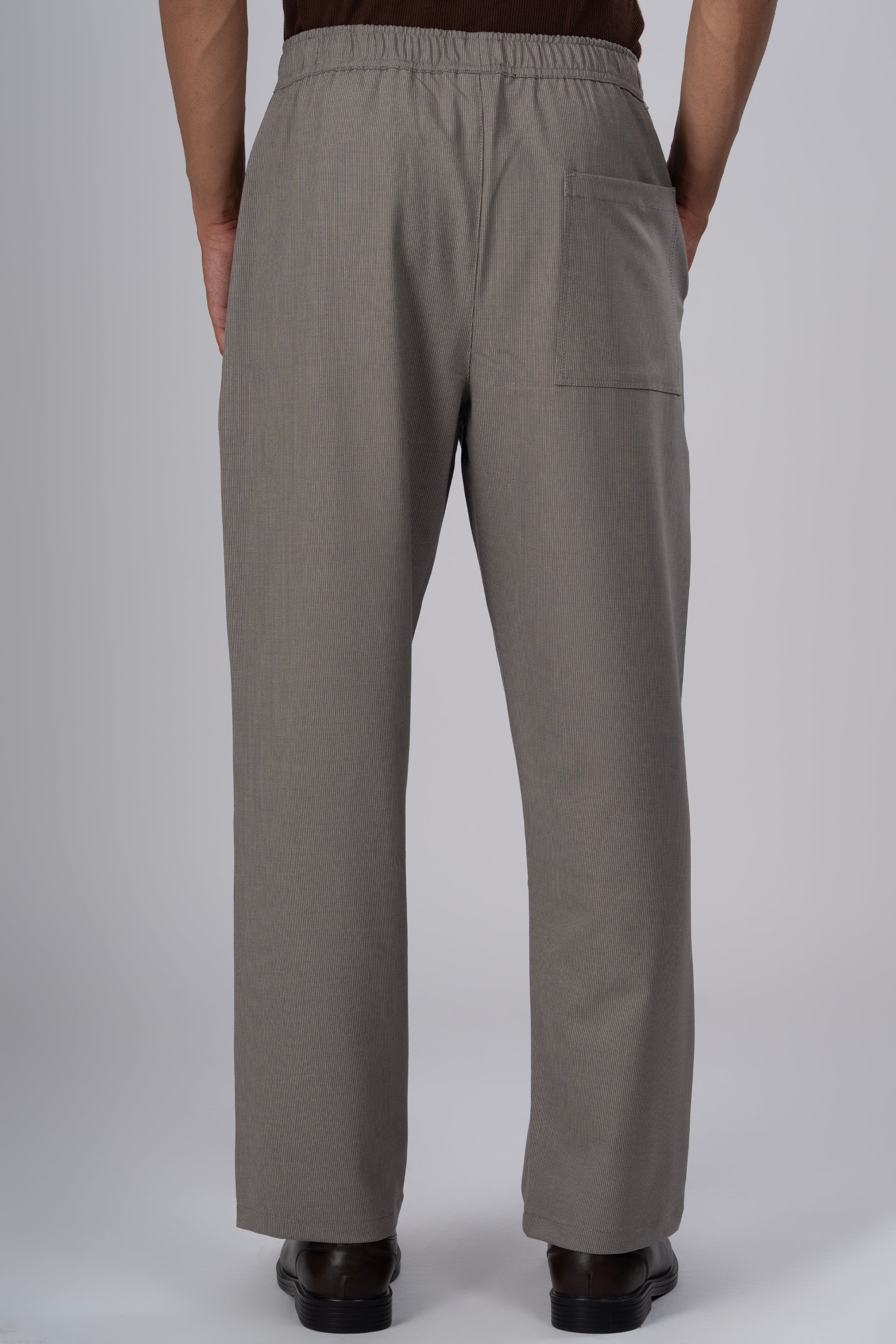 Easy Iron Striped Flexiwaist Relaxed Trouser In Beige