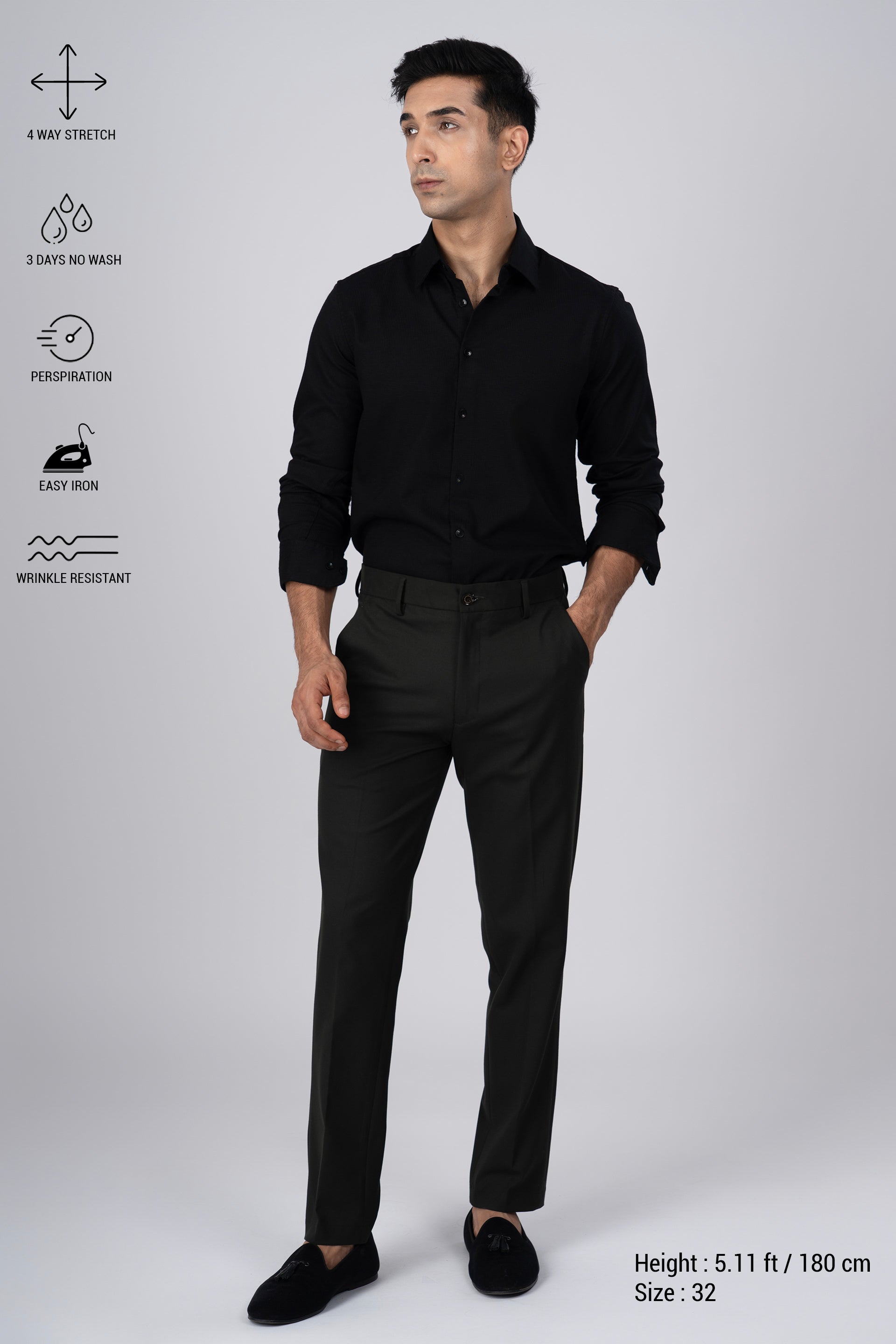 Easy Iron Tailored Office Trousers In Olive