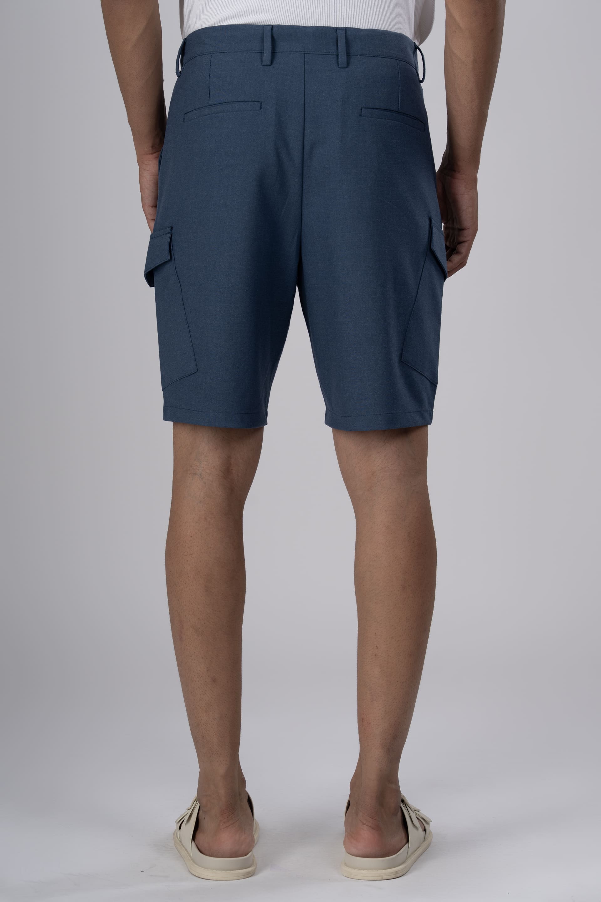 Easy Iron Cargo Shorts In Blue