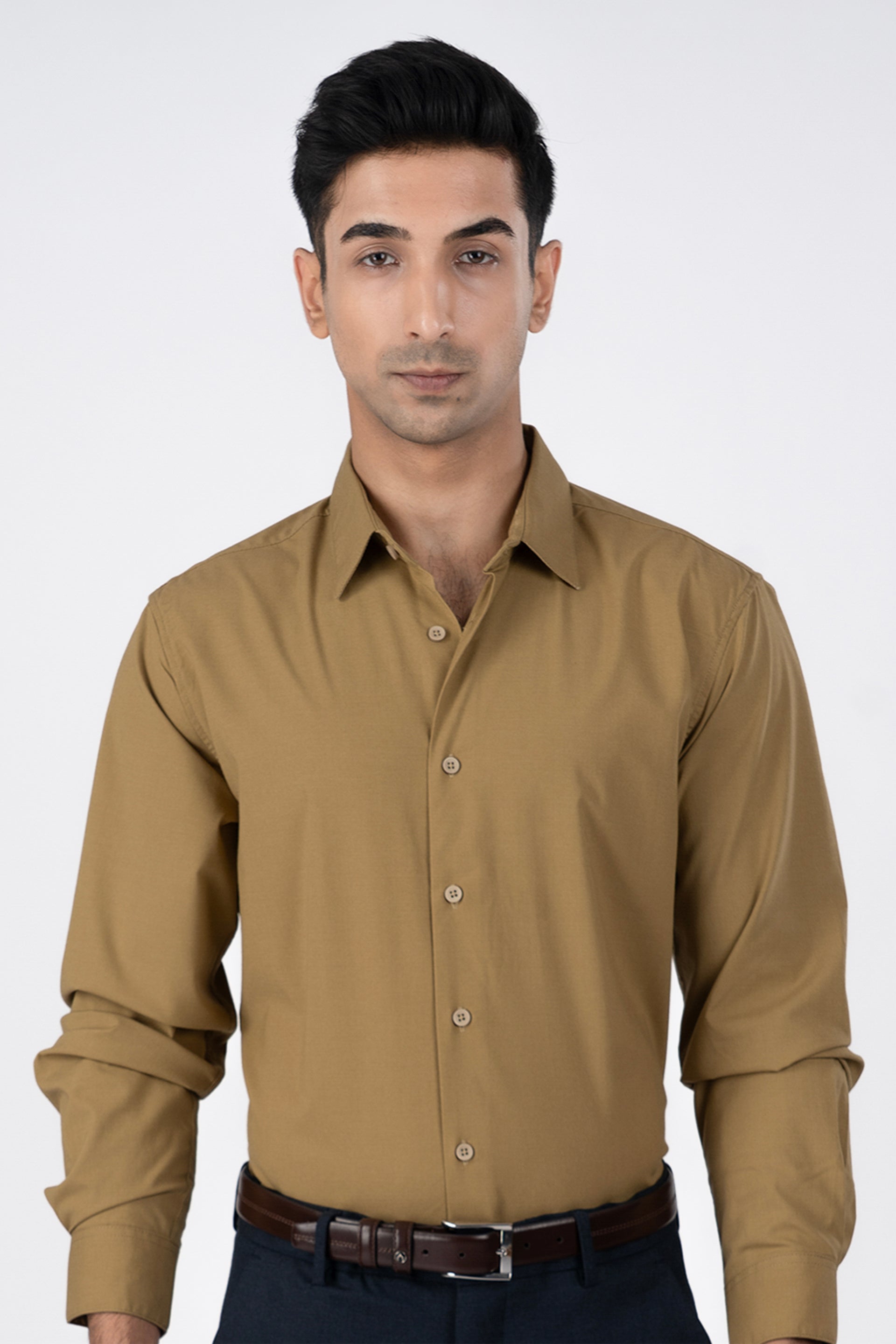 Easy Iron Office Stretch Shirt In Yellow