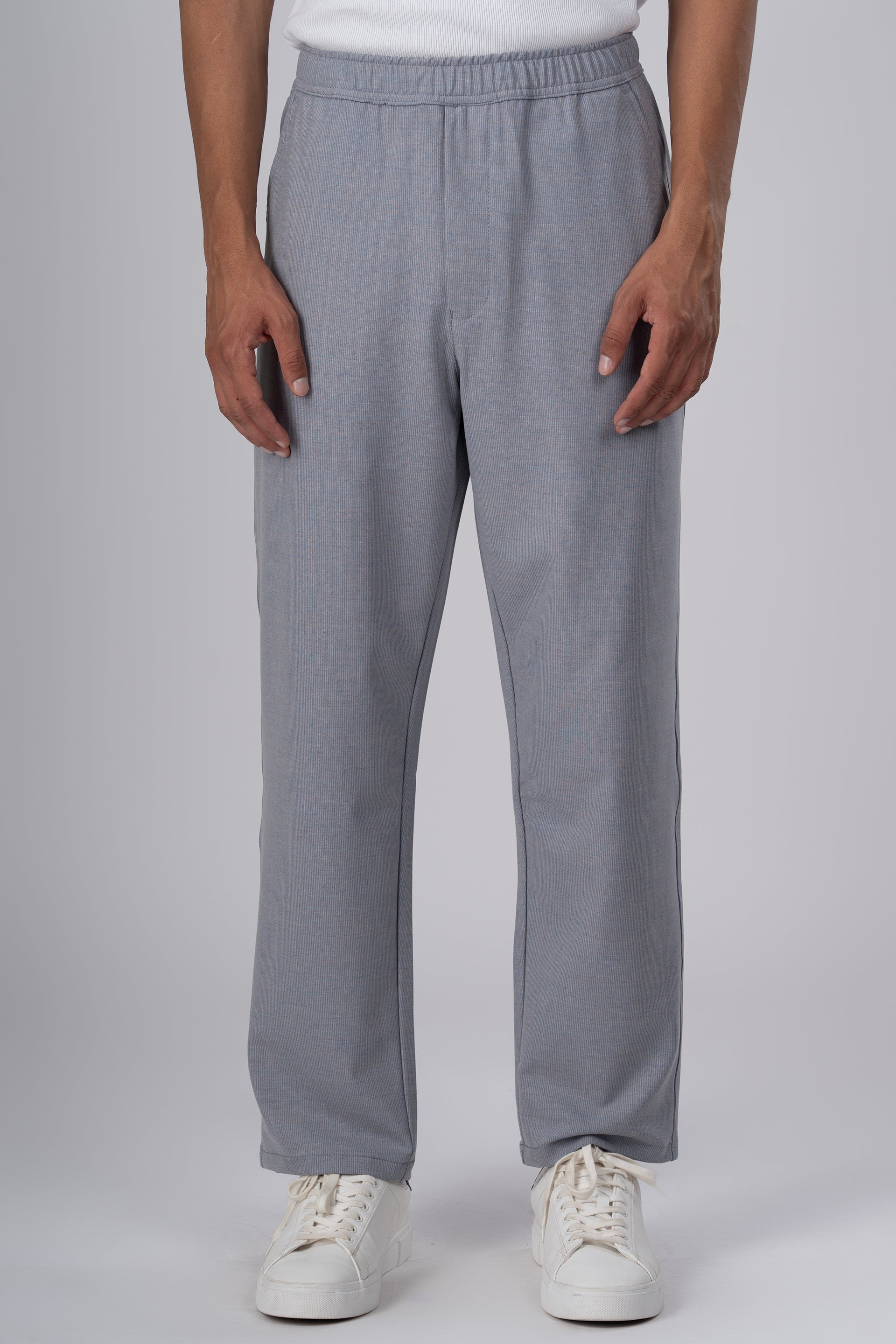 Men’s Easy Iron Striped Flexiwaist Relaxed Trouser in Light Blue – wrinkle resistant, flexible waistband, relaxed striped tailored fit | Tailoraedge