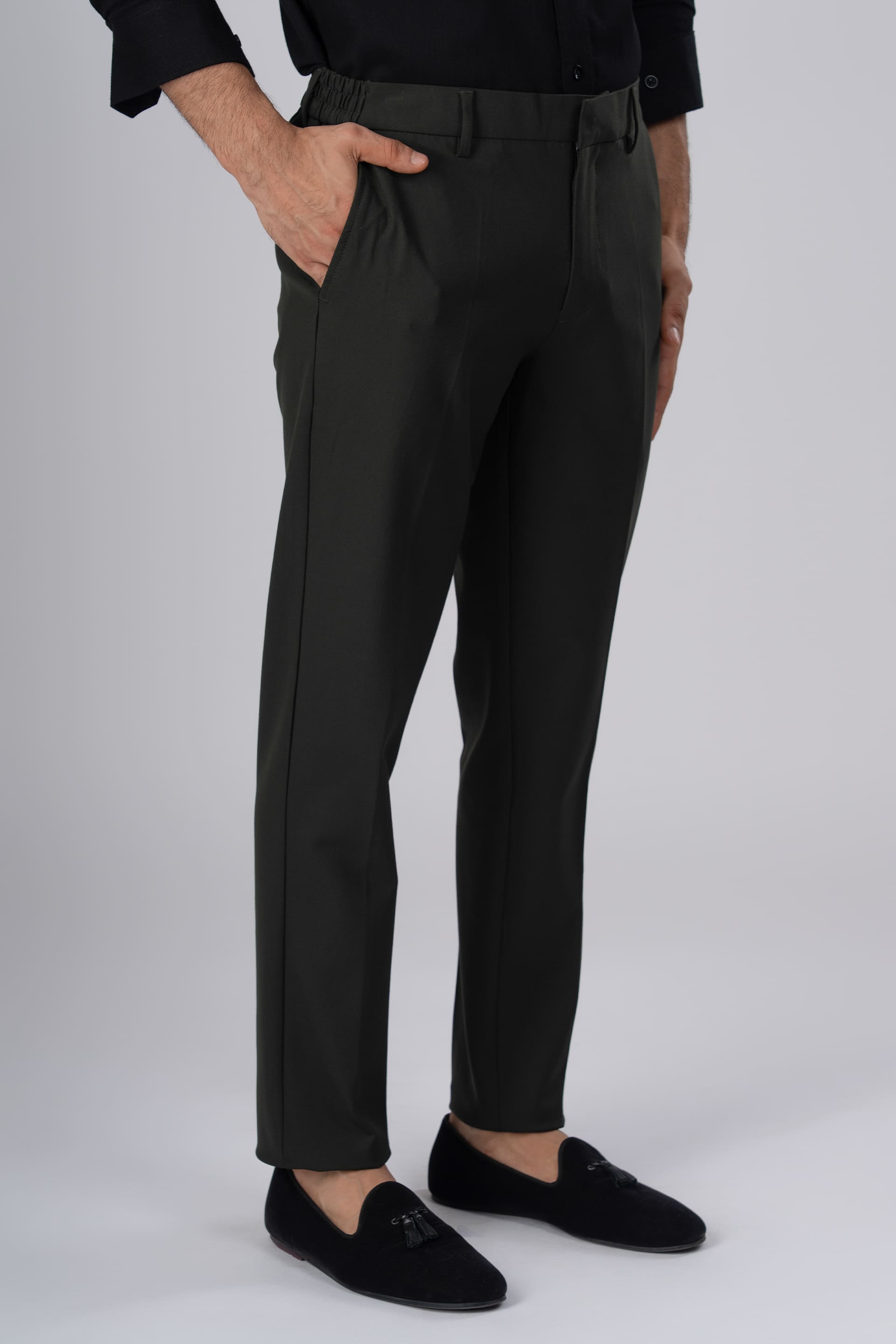 Easy Iron Flexi Tailored Trouser In Olive