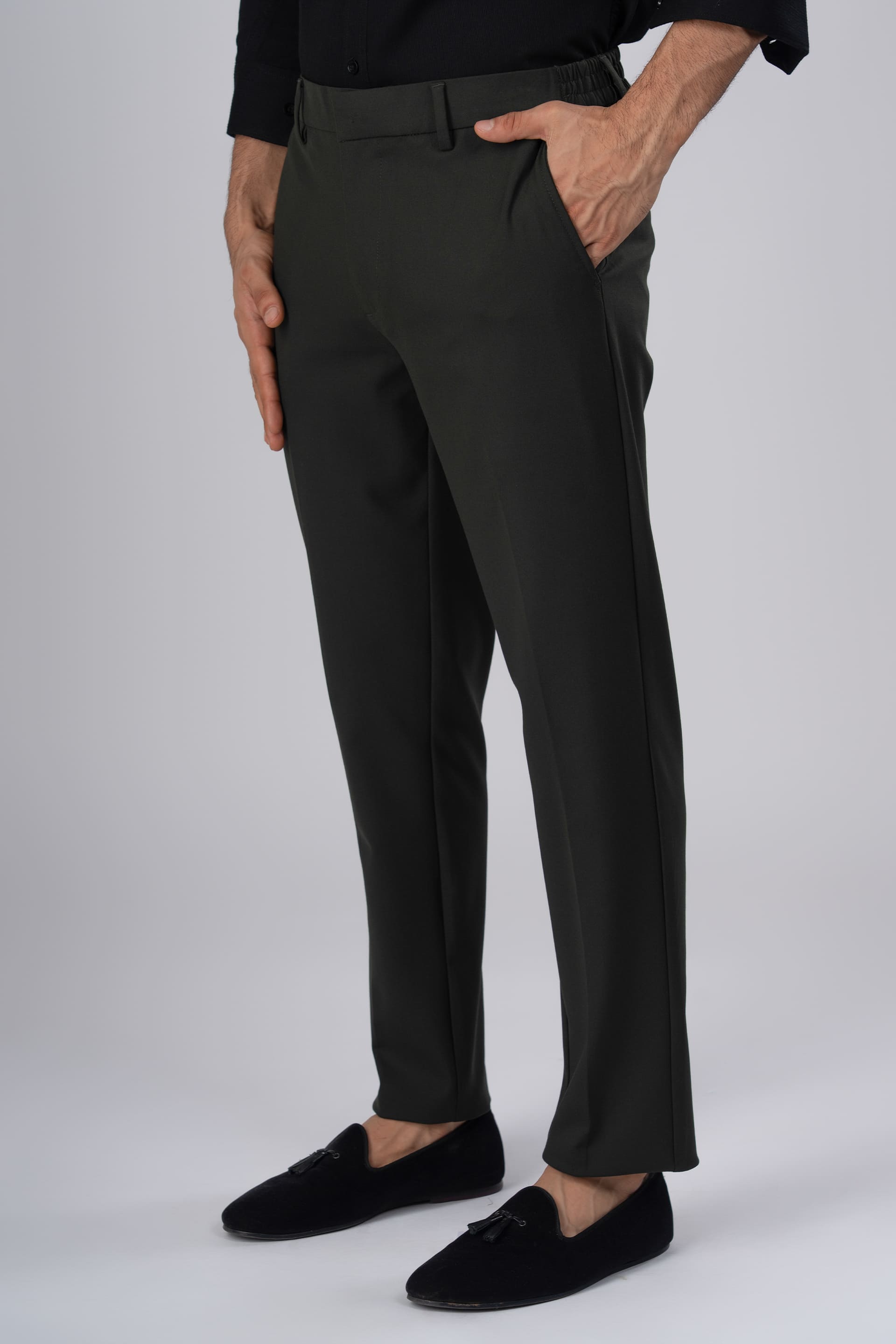 Easy Iron Flexi Tailored Trouser In Olive
