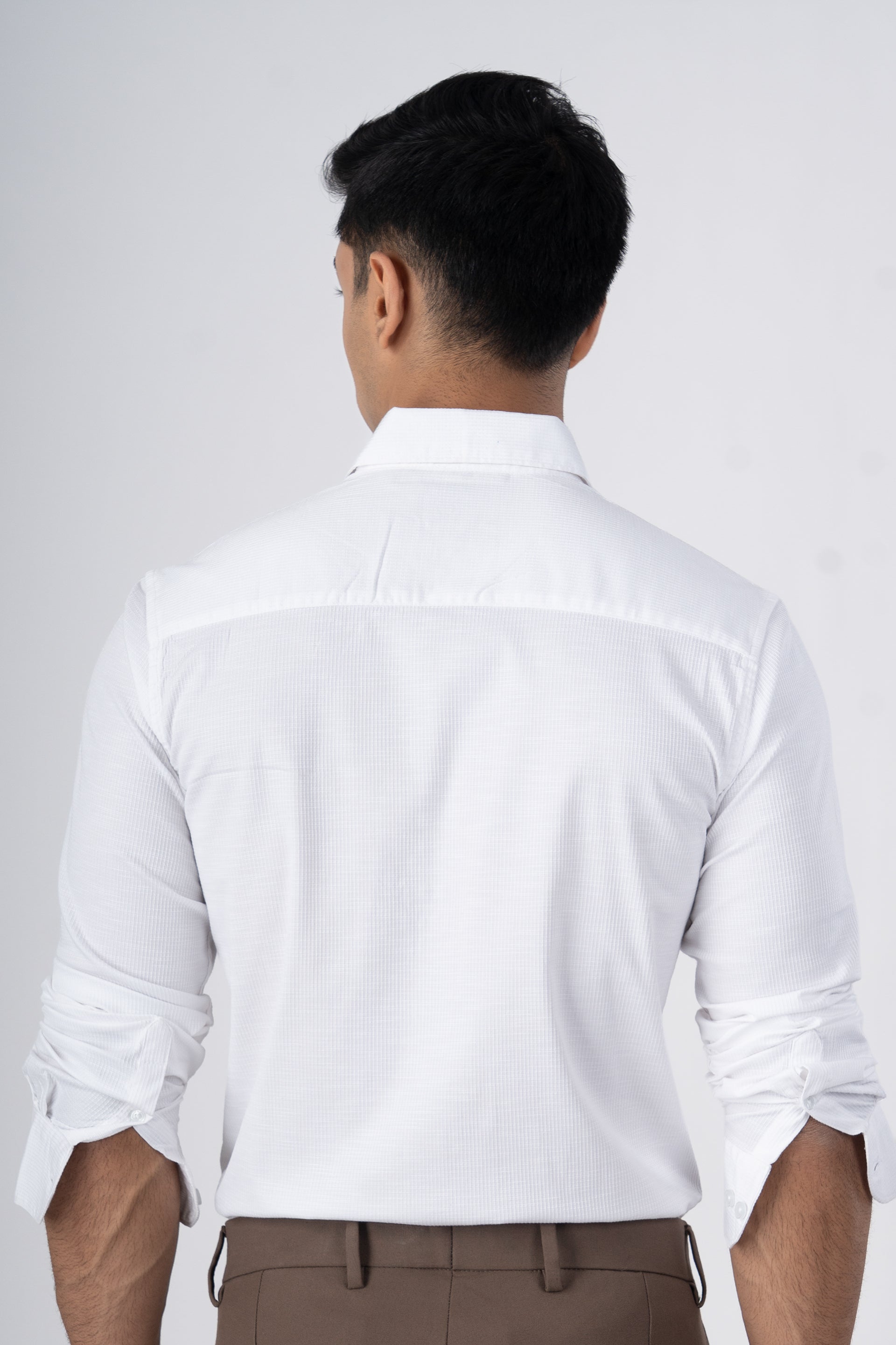 Easy Iron Textured Shirt In White