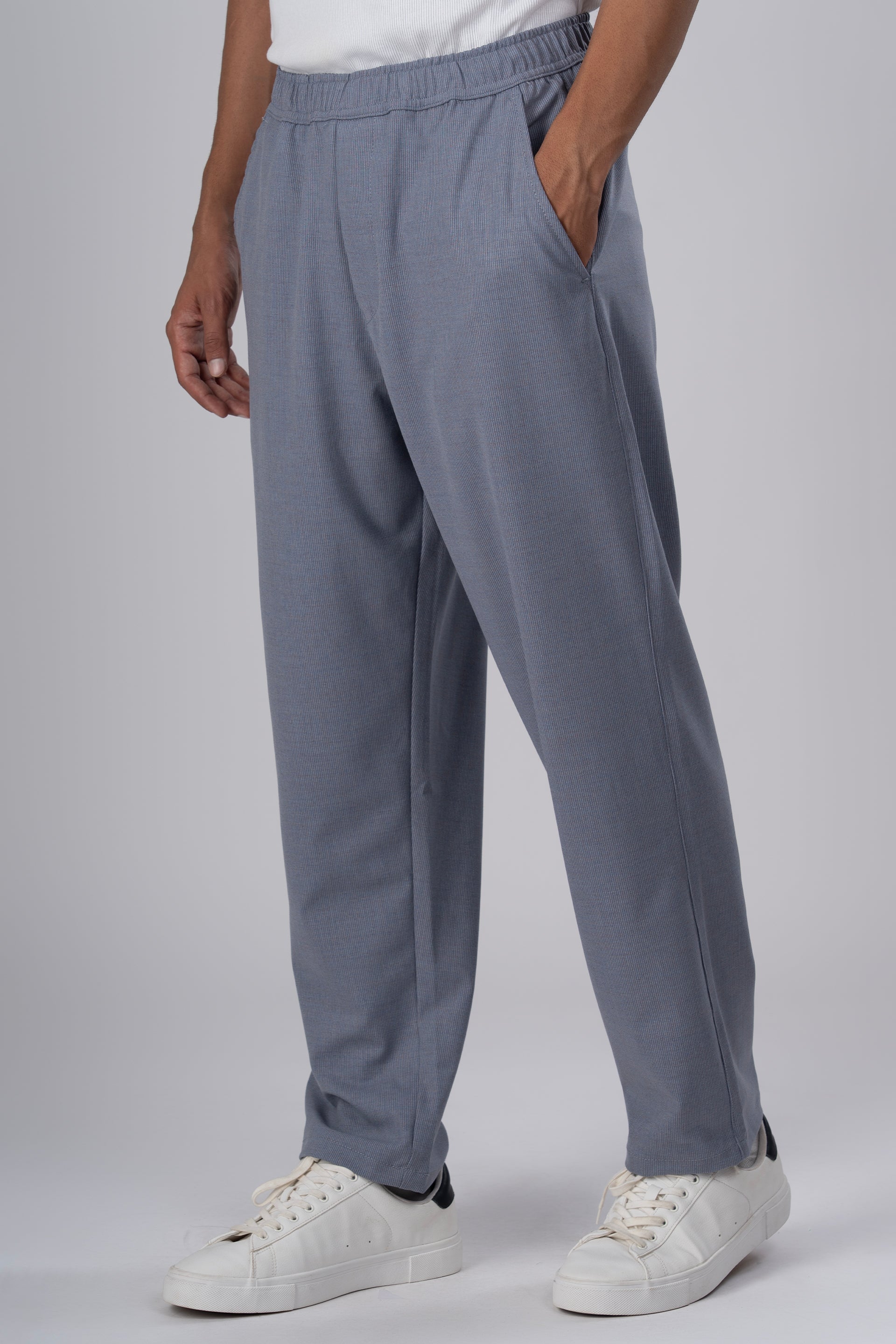 Easy Iron Striped Flexiwaist Relaxed Trouser In Blue