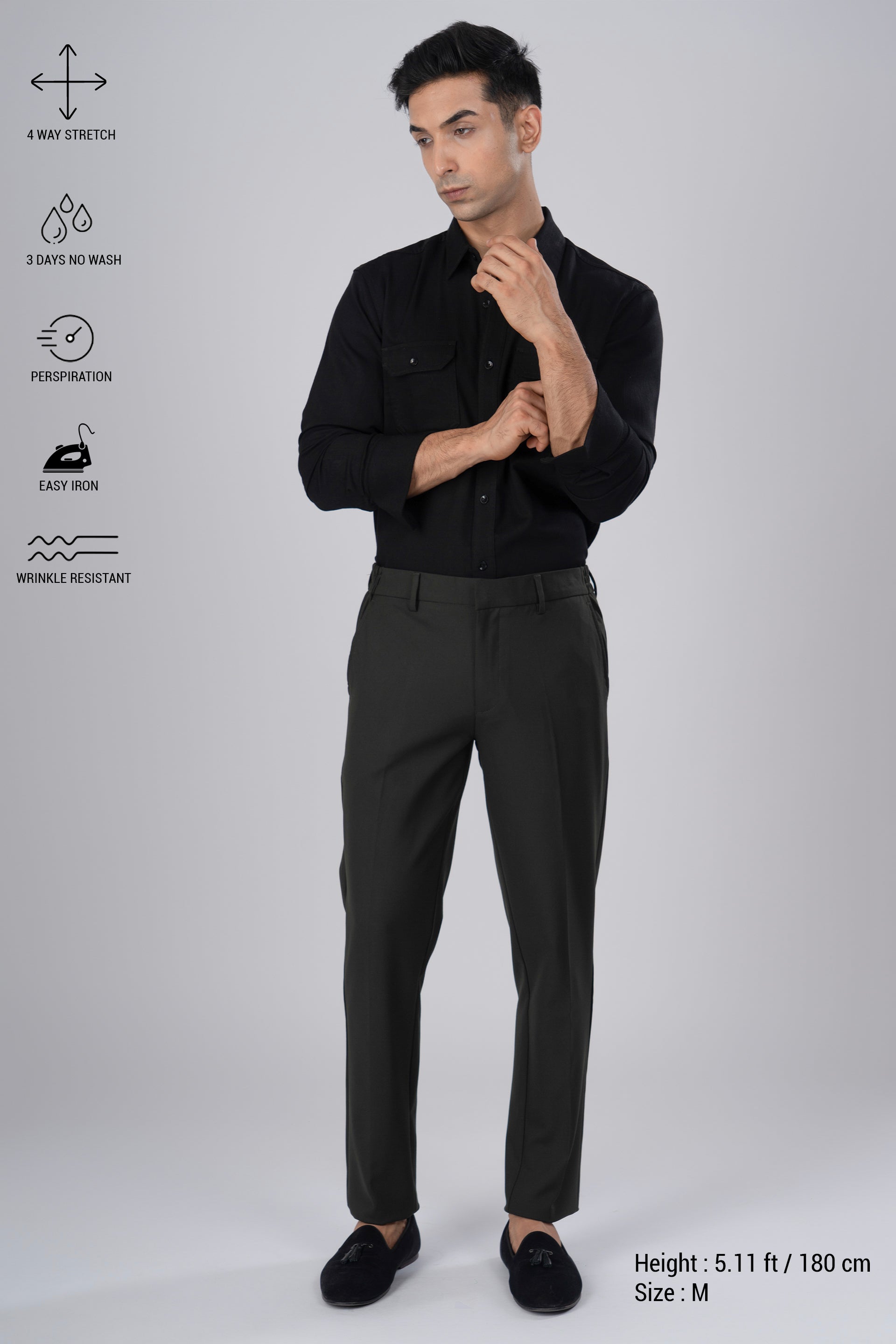 Easy Iron Flexi Tailored Trouser In Olive
