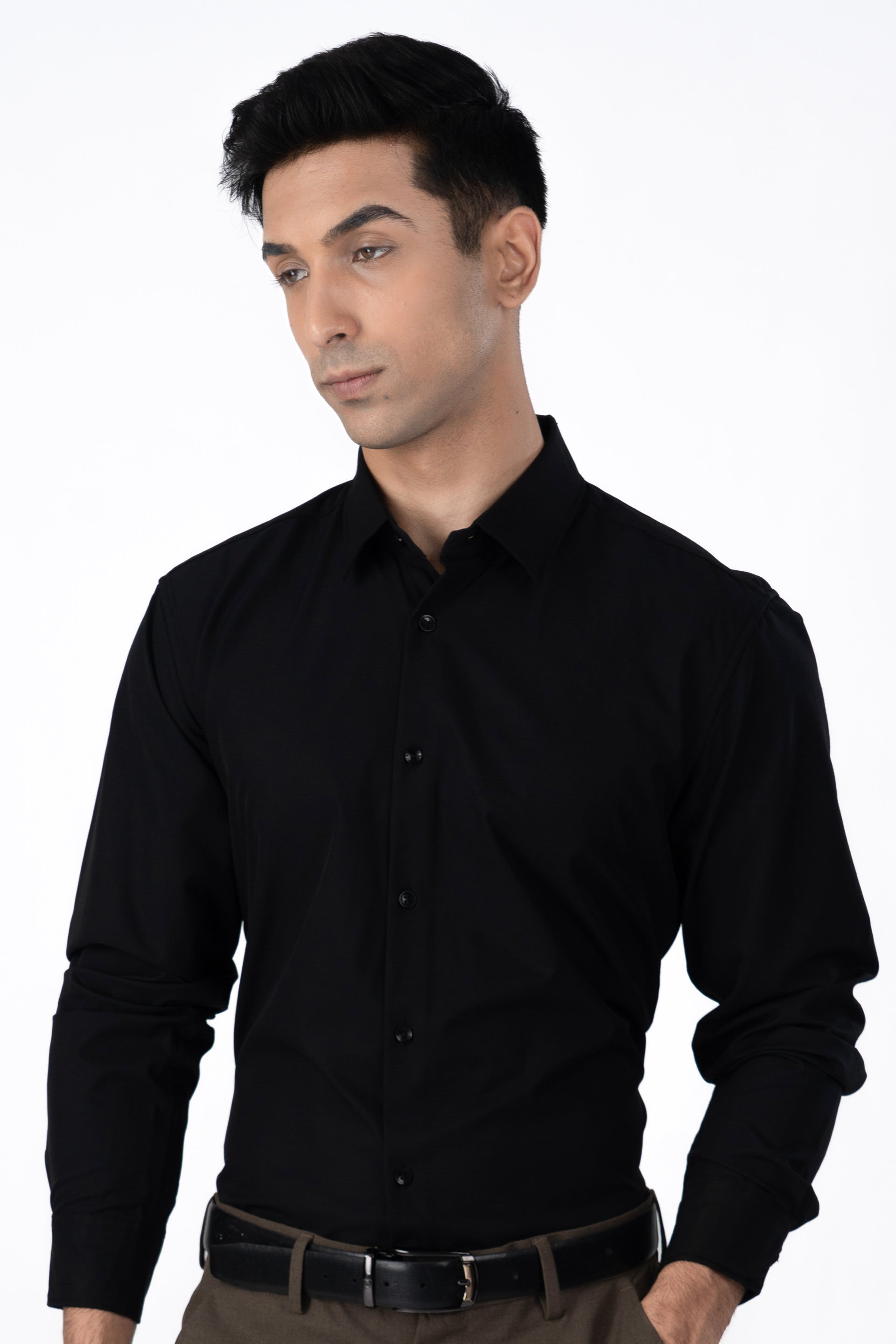Featherlite Wrinkle Resistant Shirt In Black
