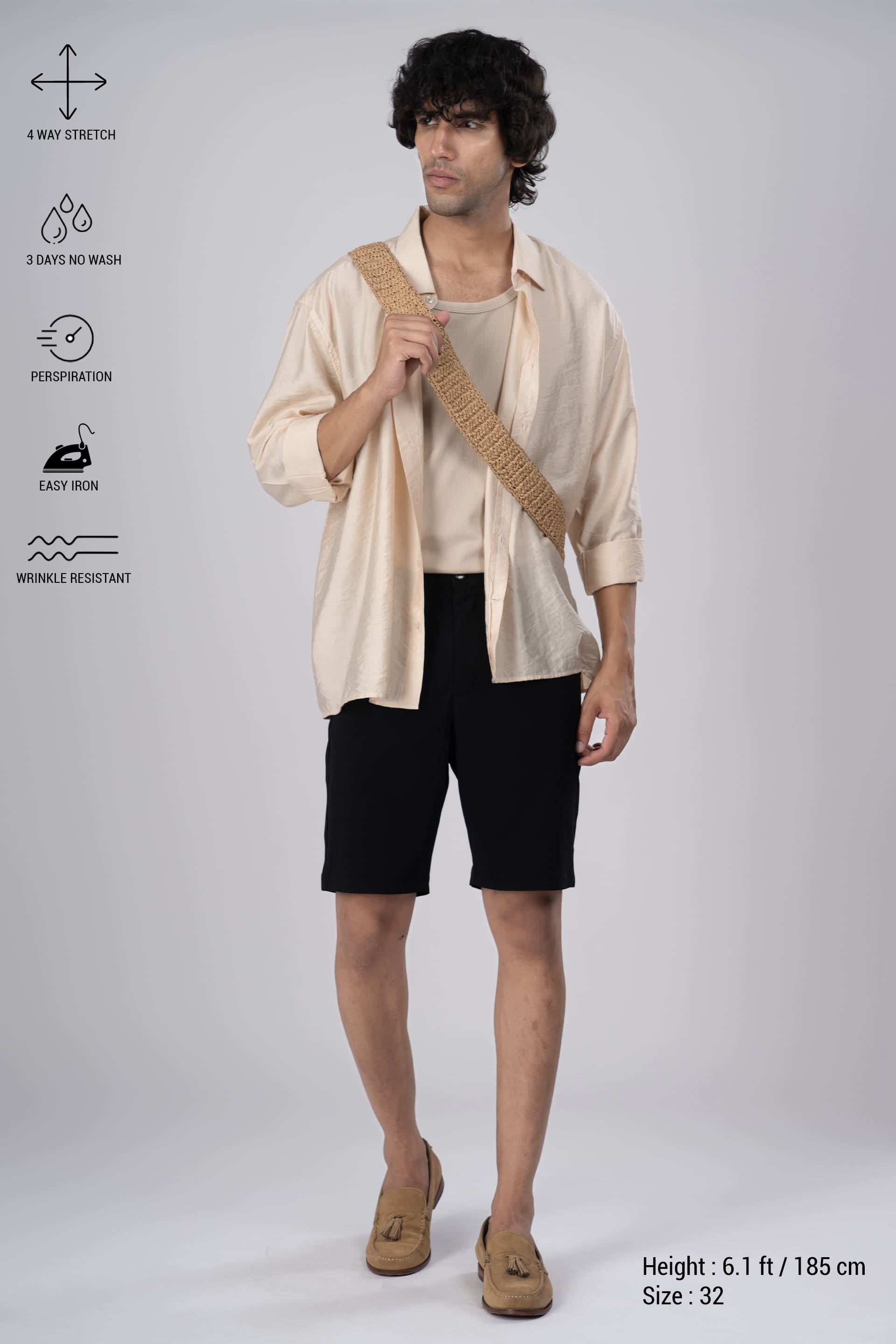 Premium Easy Iron Shorts In Black