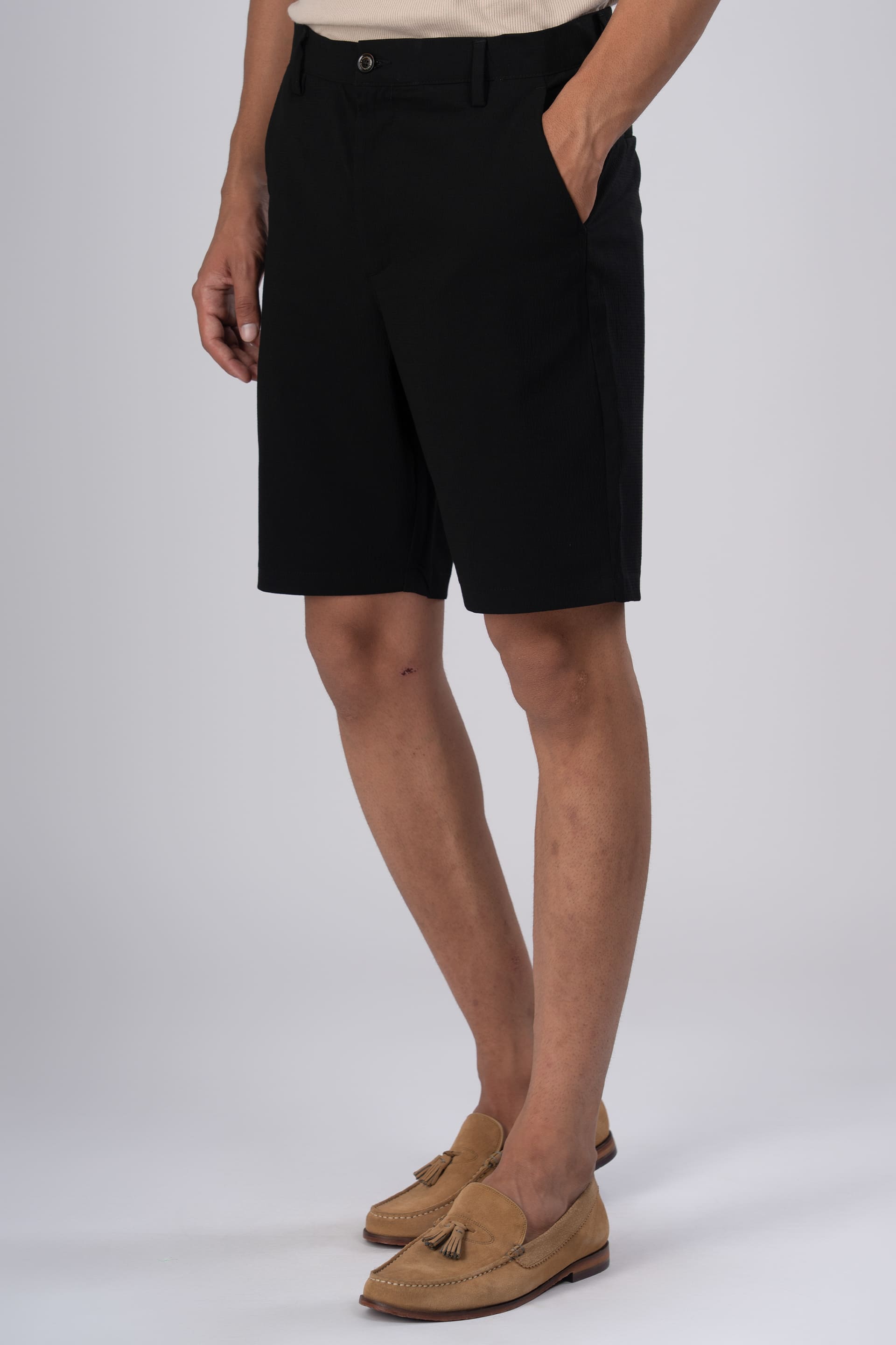 Premium Easy Iron Shorts In Black