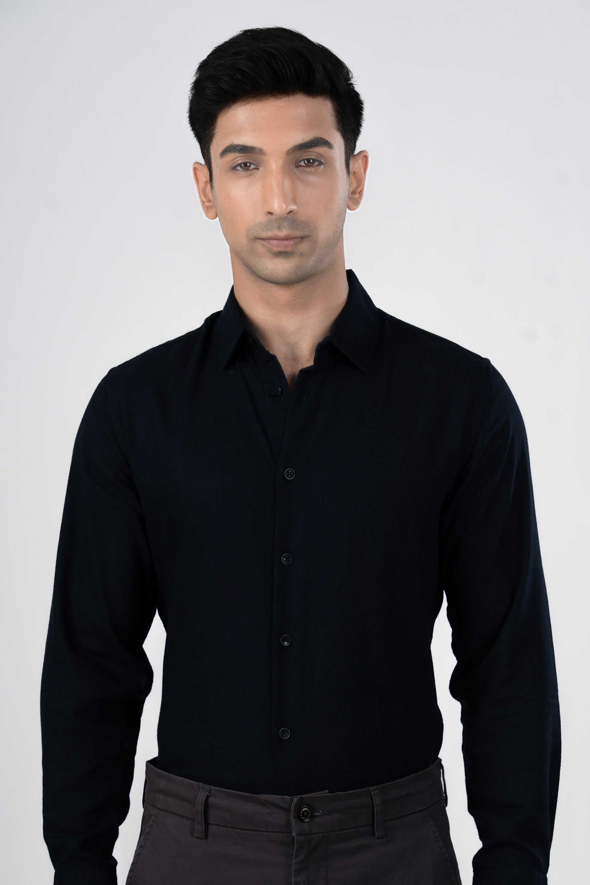 Premium Lyocell Linen Shirt In Navy