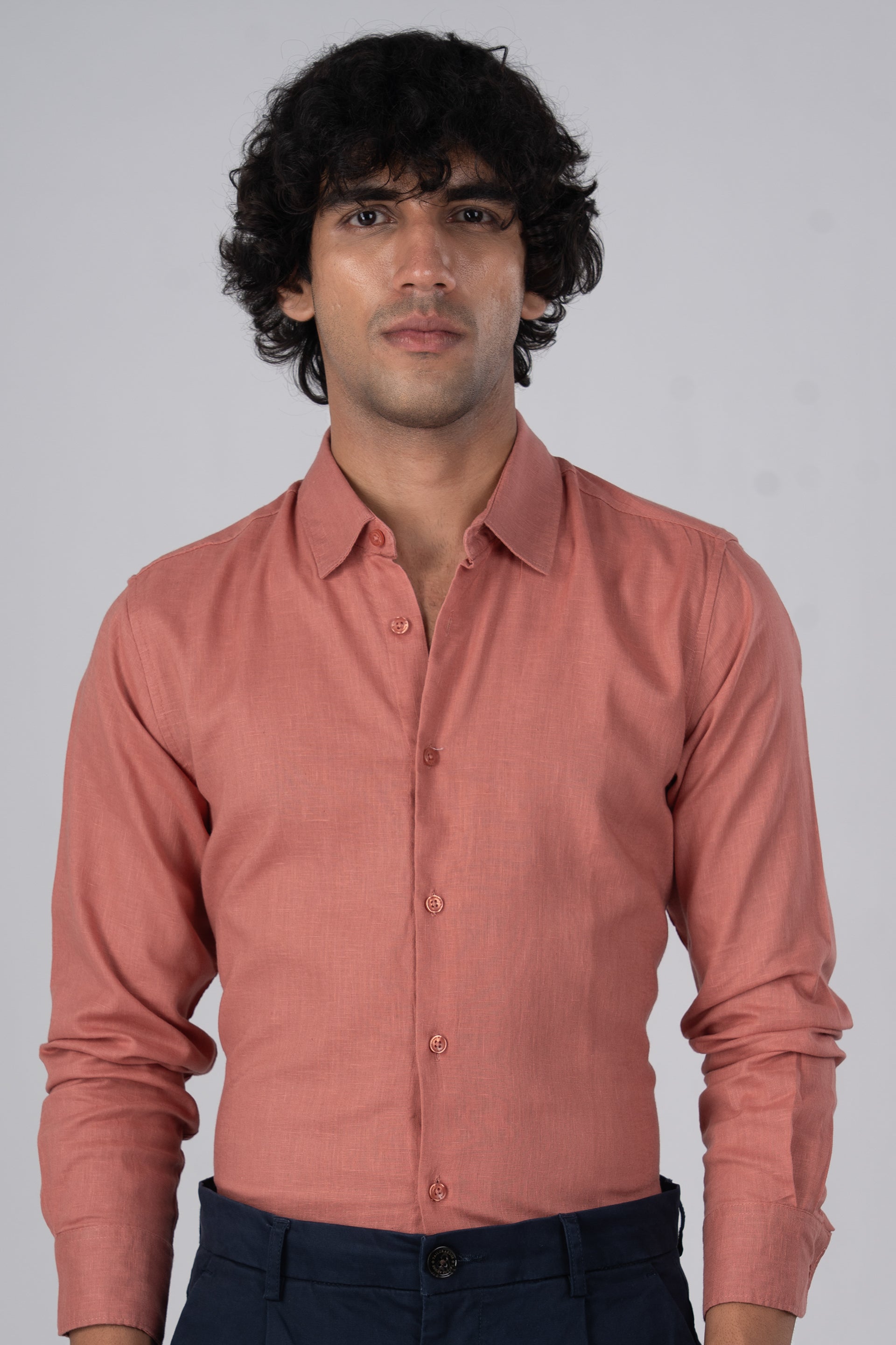 Men's premium lyocell linen shirt in pastel – breathable, soft, tailored essential | Tailoraedge