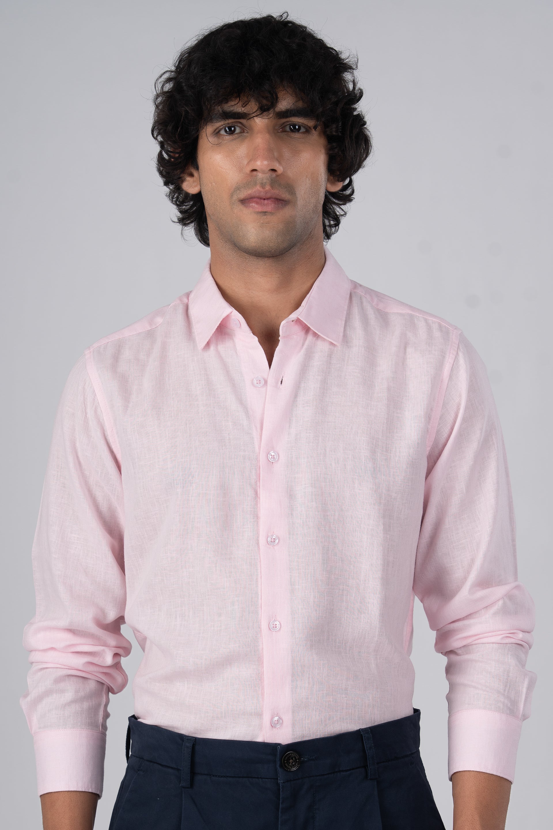 Men's premium lyocell linen shirt in pink – soft touch, breathable, timeless tailored essential | Tailoraedge