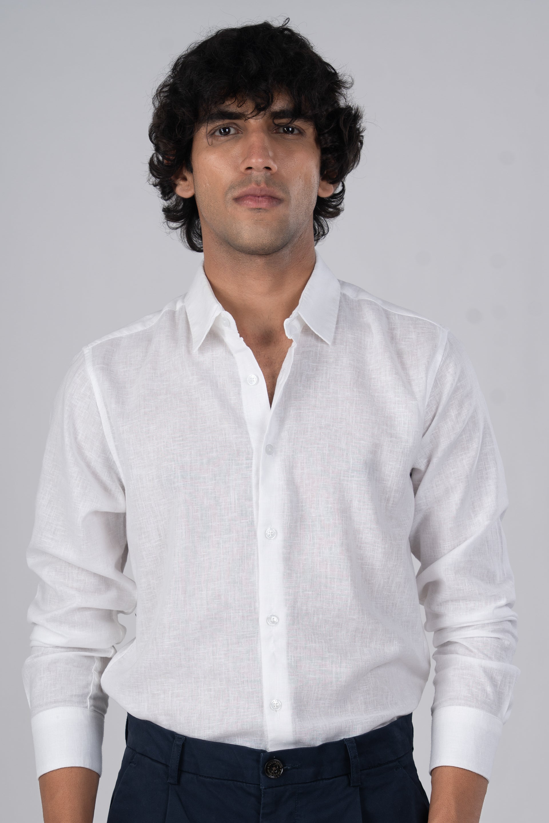 Men's premium lyocell linen shirt in white – soft touch, breathable, classic tailored essential | Tailoraedge