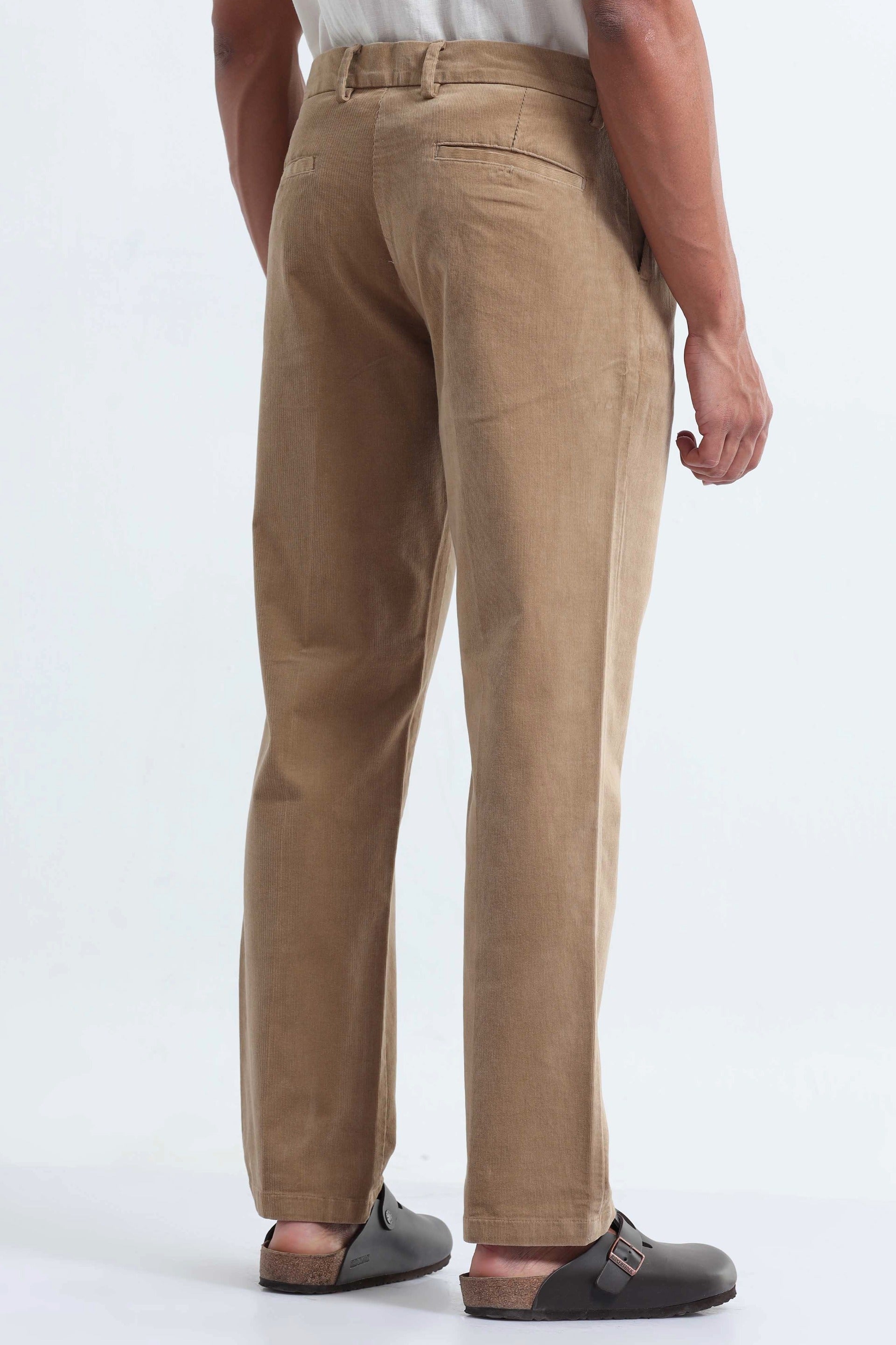 Relaxed Pleated Corduroy Pants In Beige