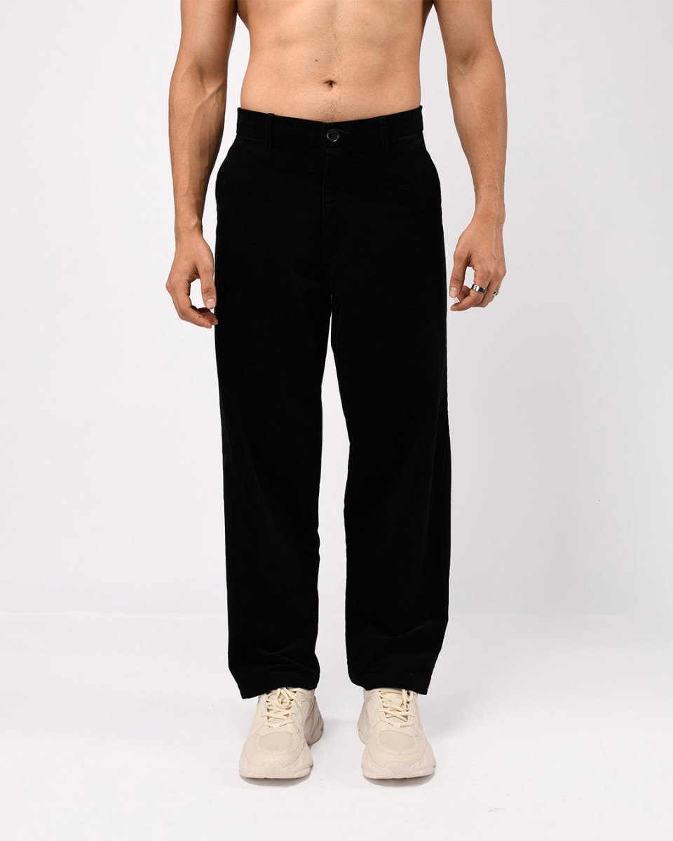 Soft Corduroy Relaxed Pants (Black) – TAILORAEDGE