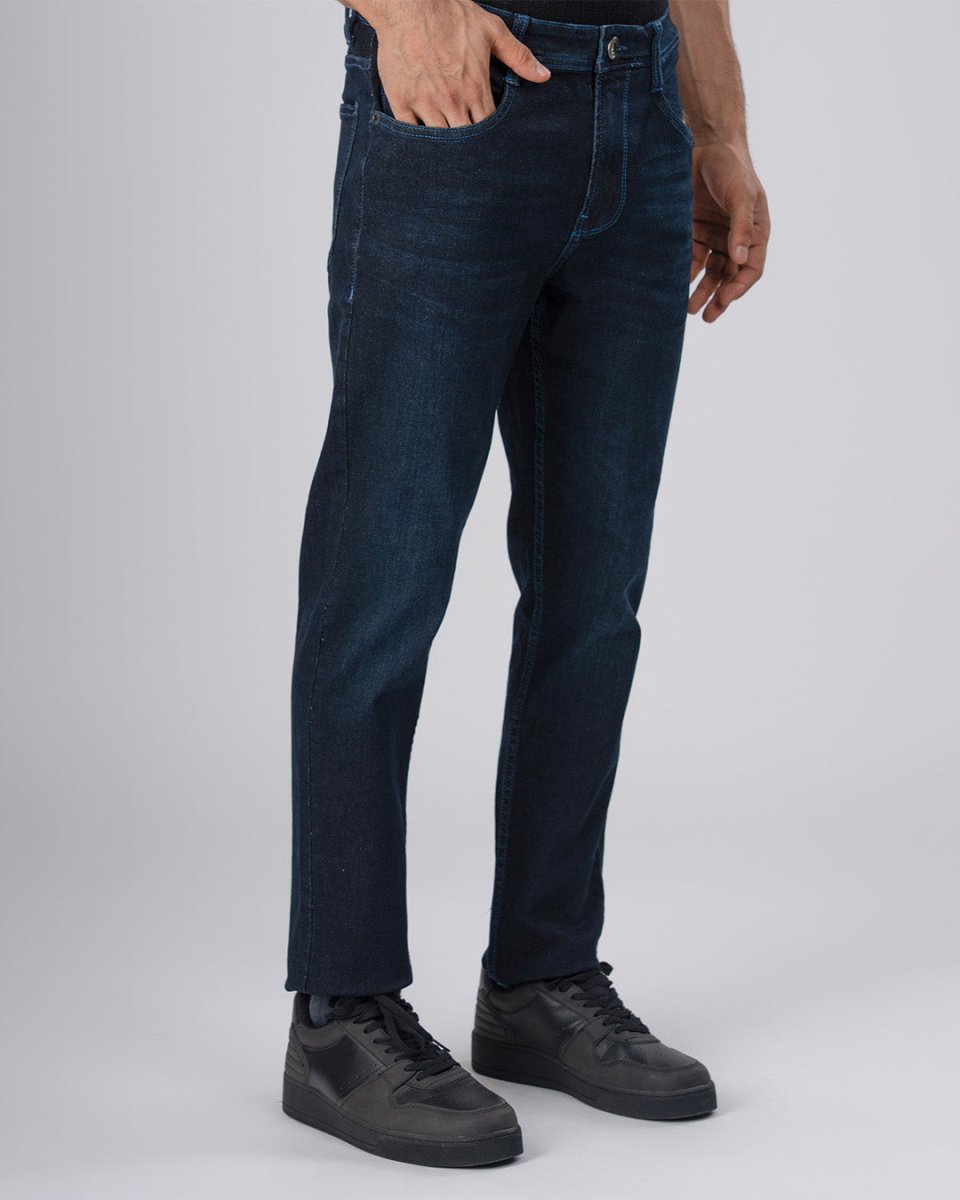 Tailoraedge men’s denim jeans in dark indigo, light blue, black, grey, and mid-blue styled for travel, office, and casual wear