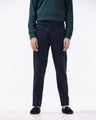 Essential Pleated Fine Twill Pants In Navy