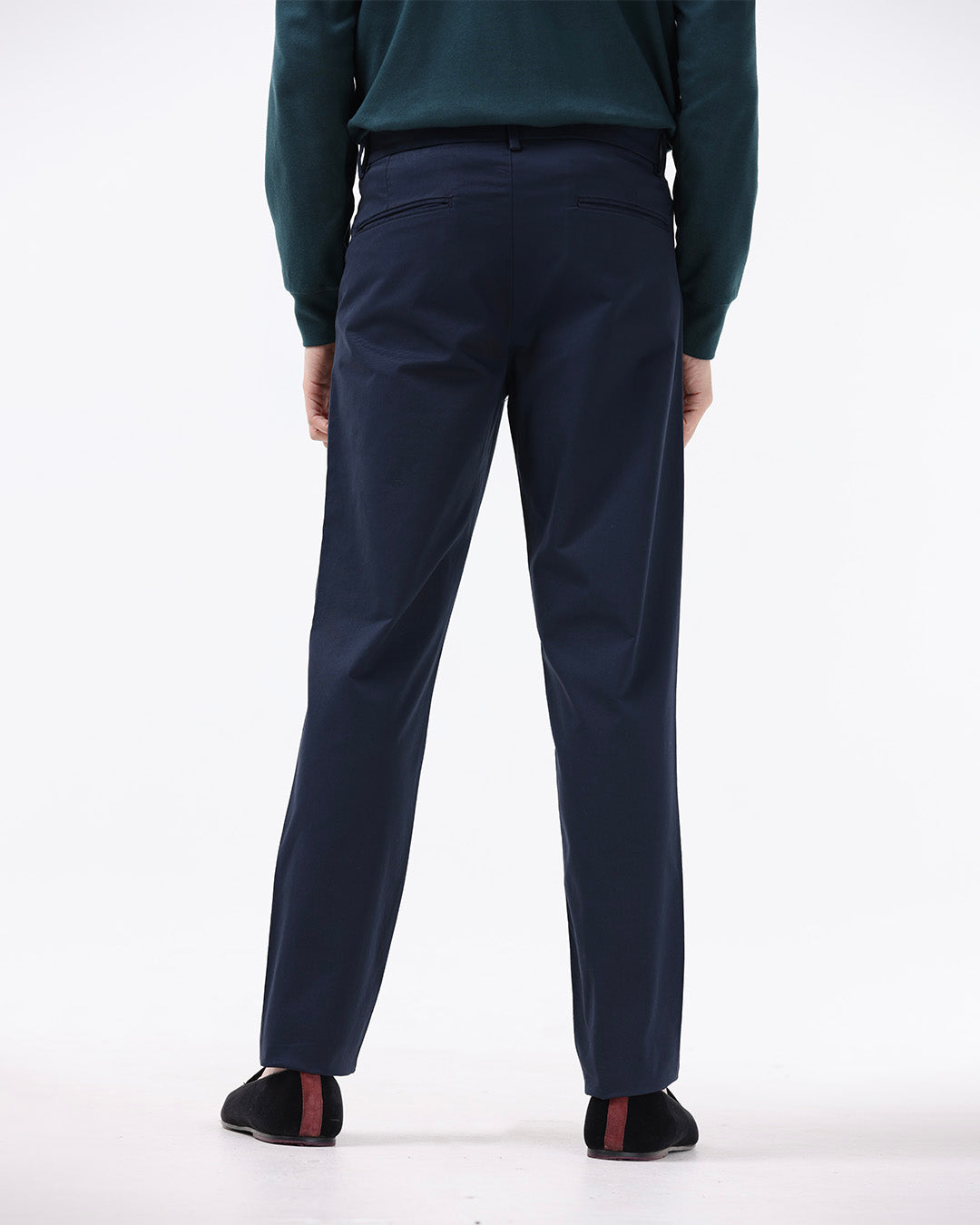 Essential Pleated Fine Twill Pants In Navy