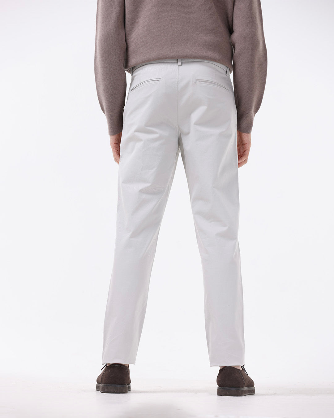 Essential Pleated Fine Twill Pants In Powder White