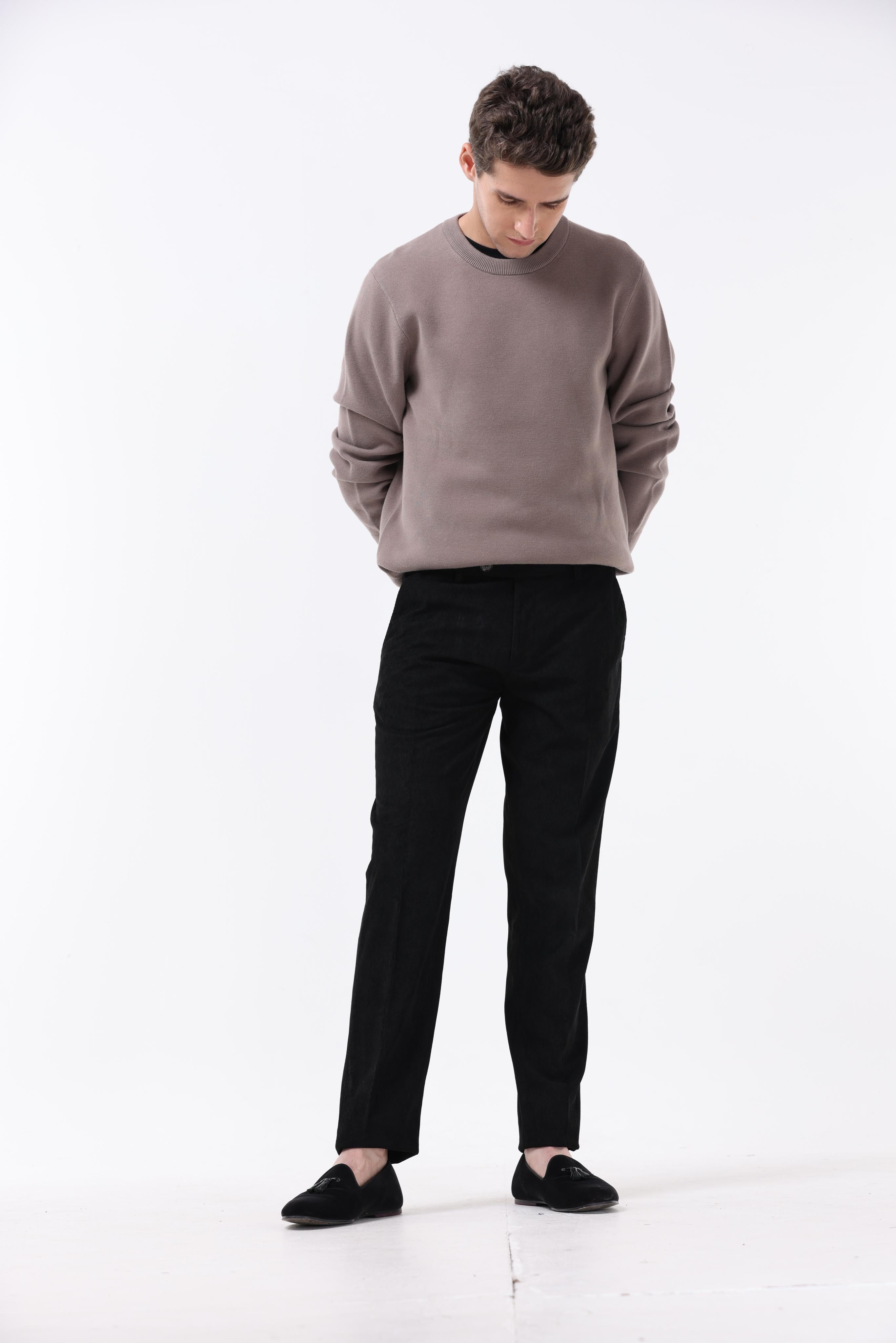 STATEMENT CORDUROY TROUSERS IN BLACK