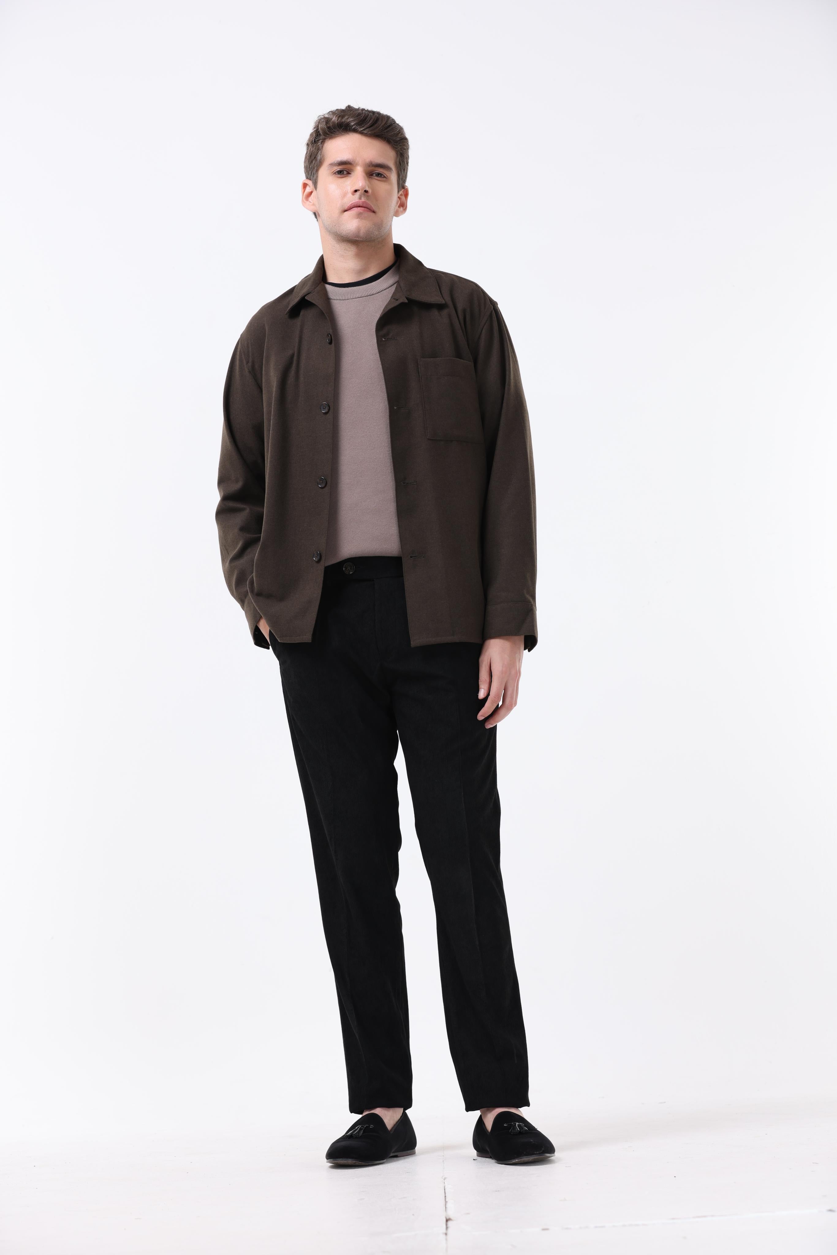 STATEMENT CORDUROY TROUSERS IN BLACK