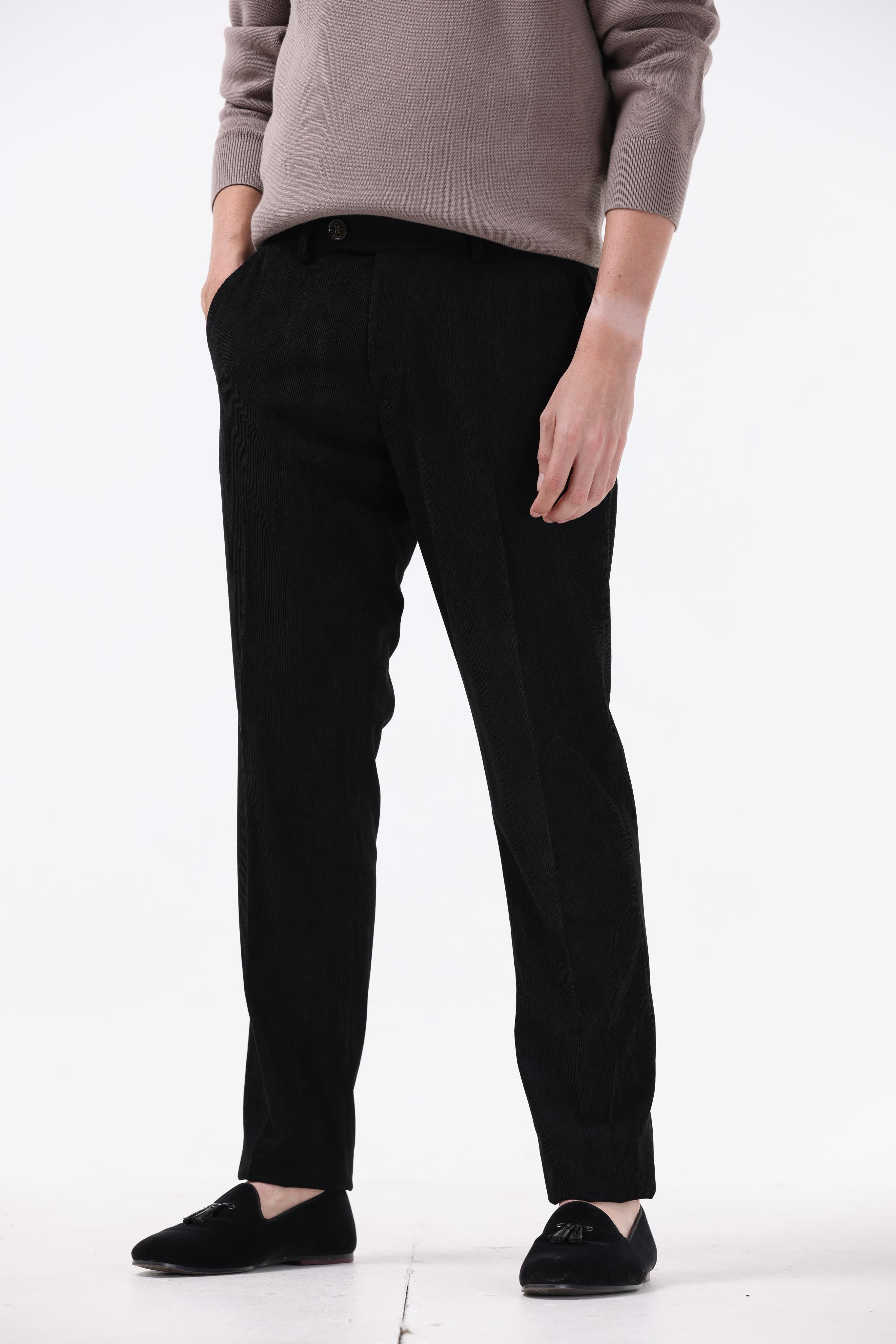 STATEMENT CORDUROY TROUSERS IN BLACK