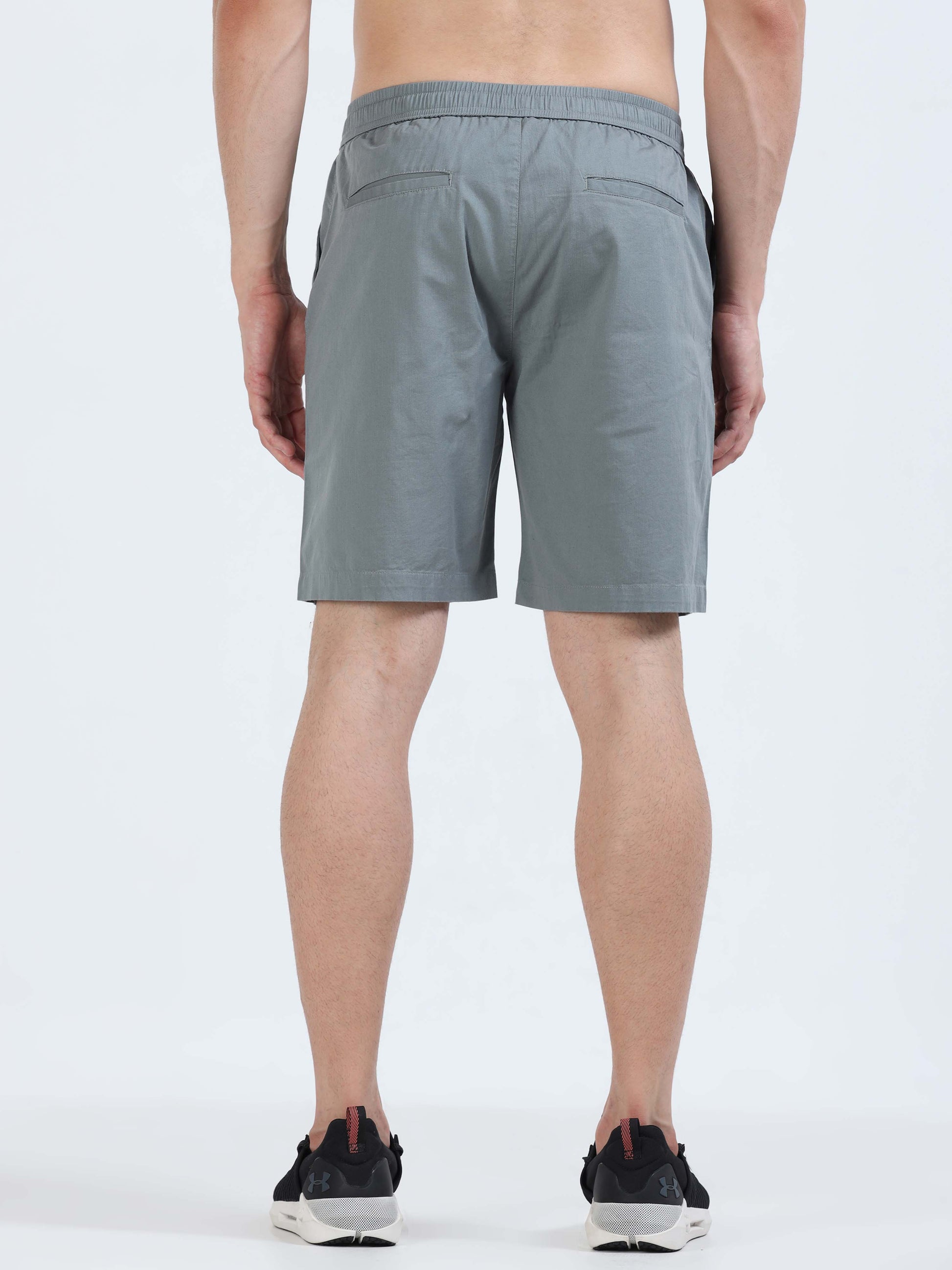Soft Cotton Basic Shorts In Steel Grey