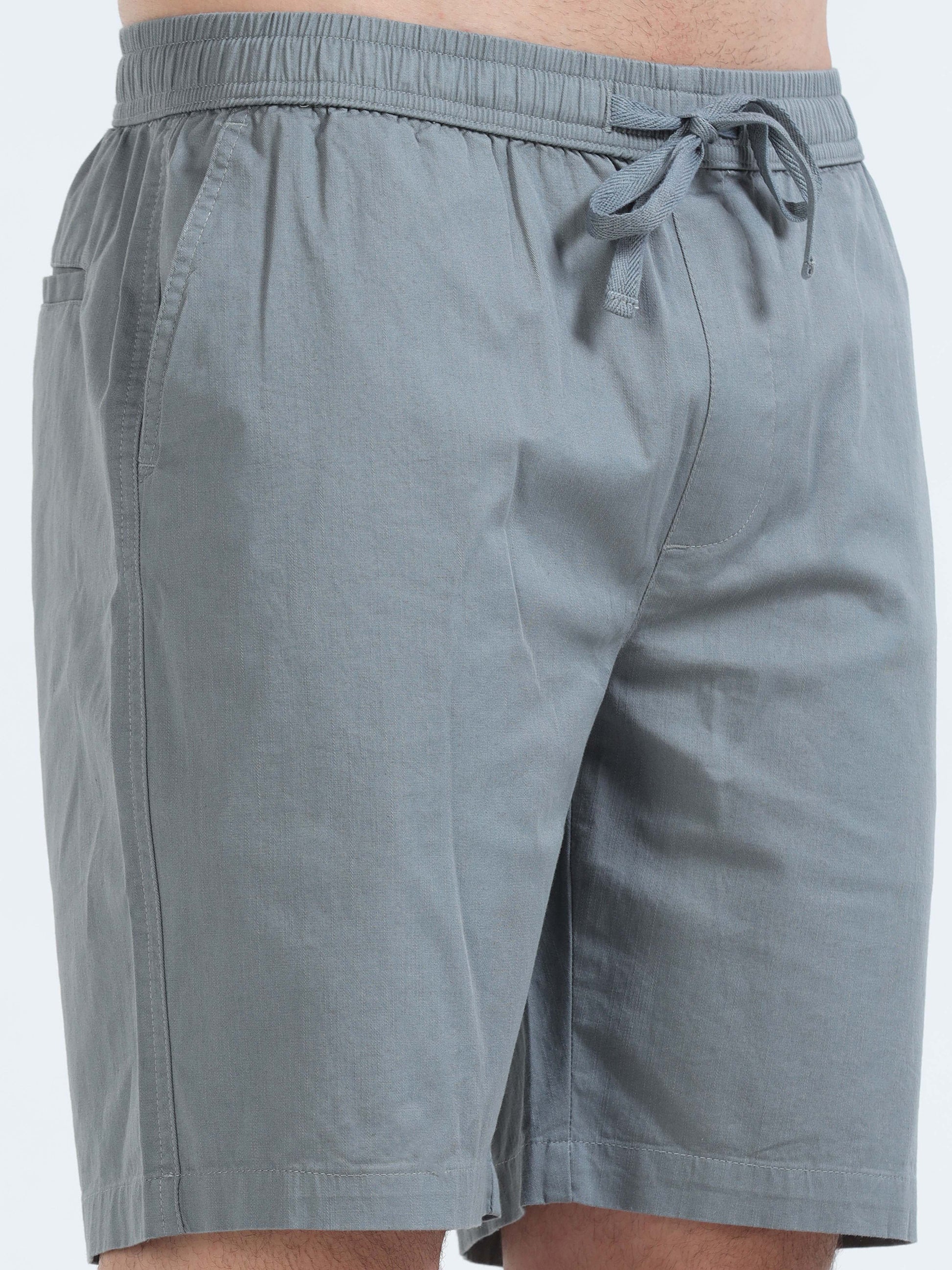 Soft Cotton Basic Shorts In Steel Grey
