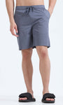 Soft Cotton Basic Shorts In Stone Blue